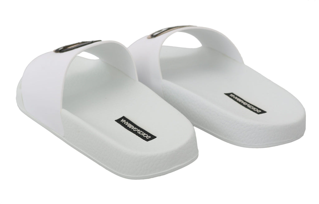 Dolce &amp; Gabbana Chic Weiße Slide-Sandalen – Luxuriöse Sommerschuhe