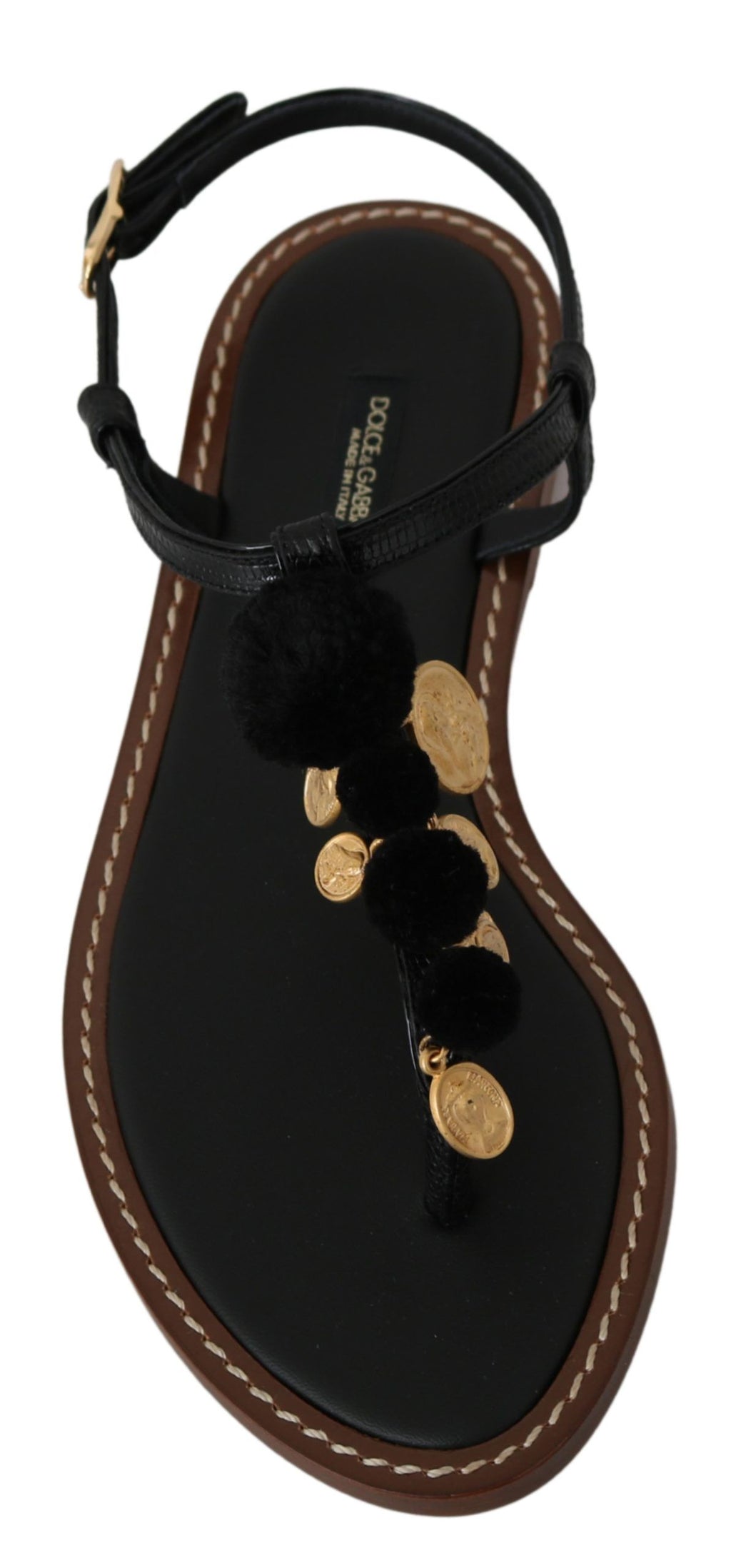 Dolce &amp; Gabbana – Flip-Flops mit Knöchelriemen und Pom-Pom-Muster