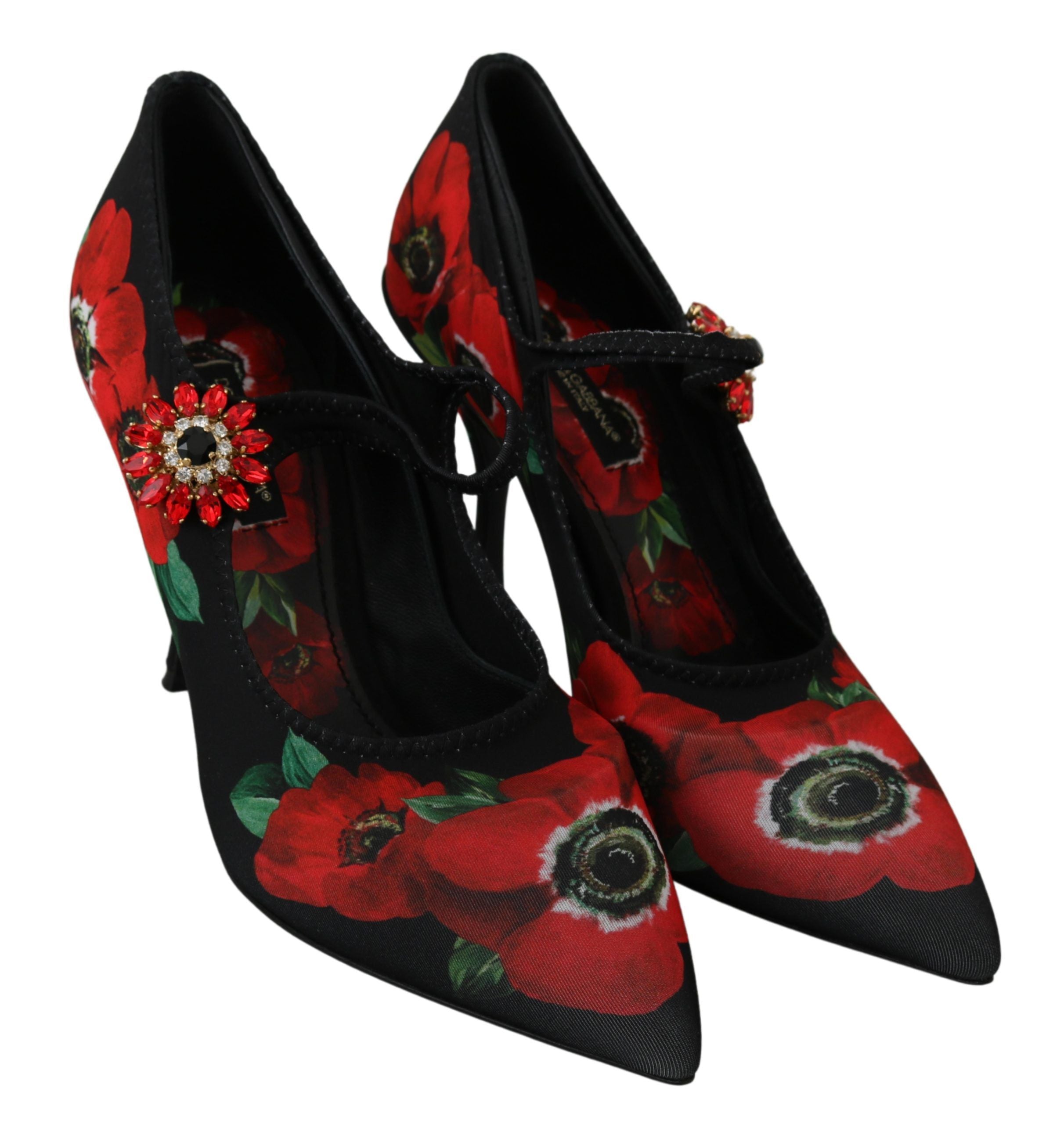 Escarpins Mary Janes à fleurs Dolce &amp; Gabbana avec détails en cristal