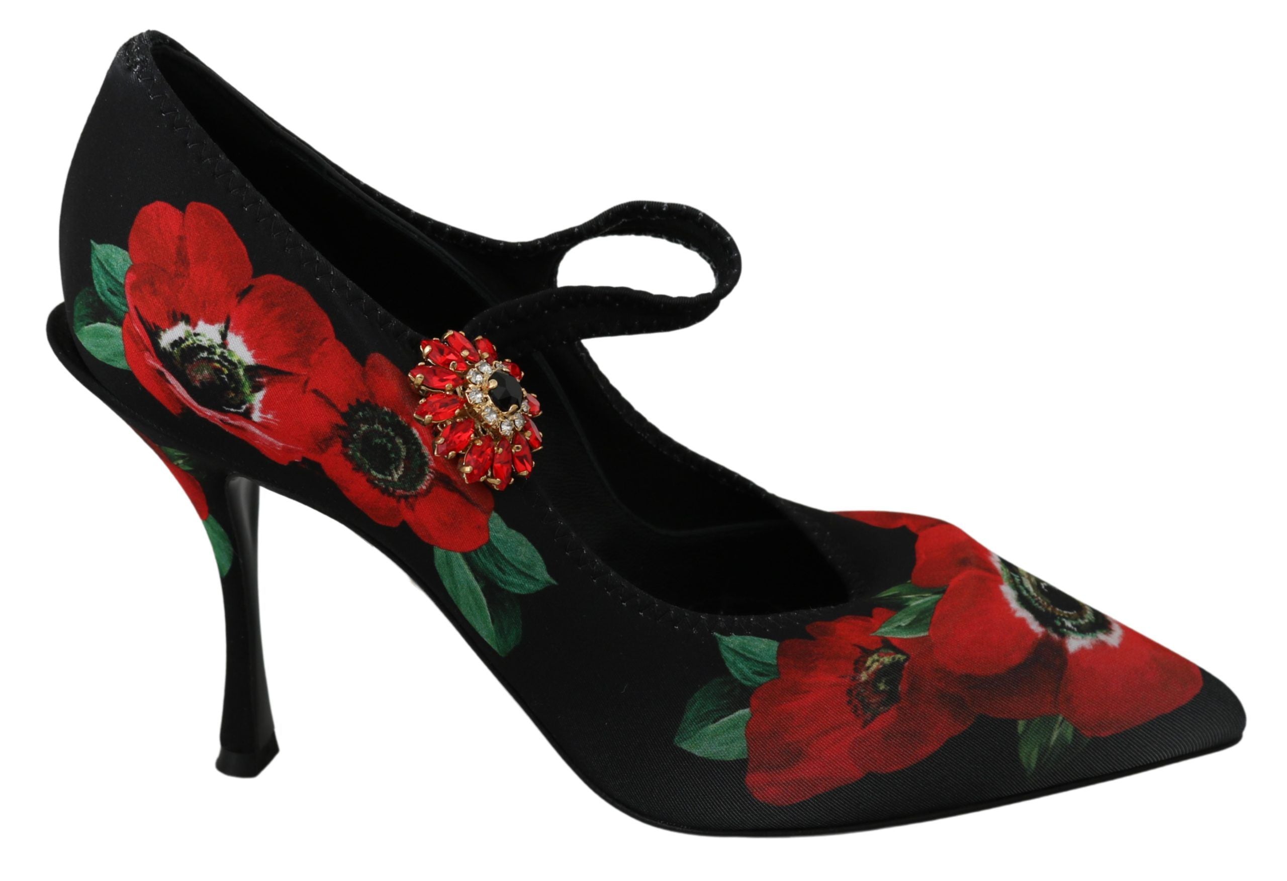 Escarpins Mary Janes à fleurs Dolce &amp; Gabbana avec détails en cristal