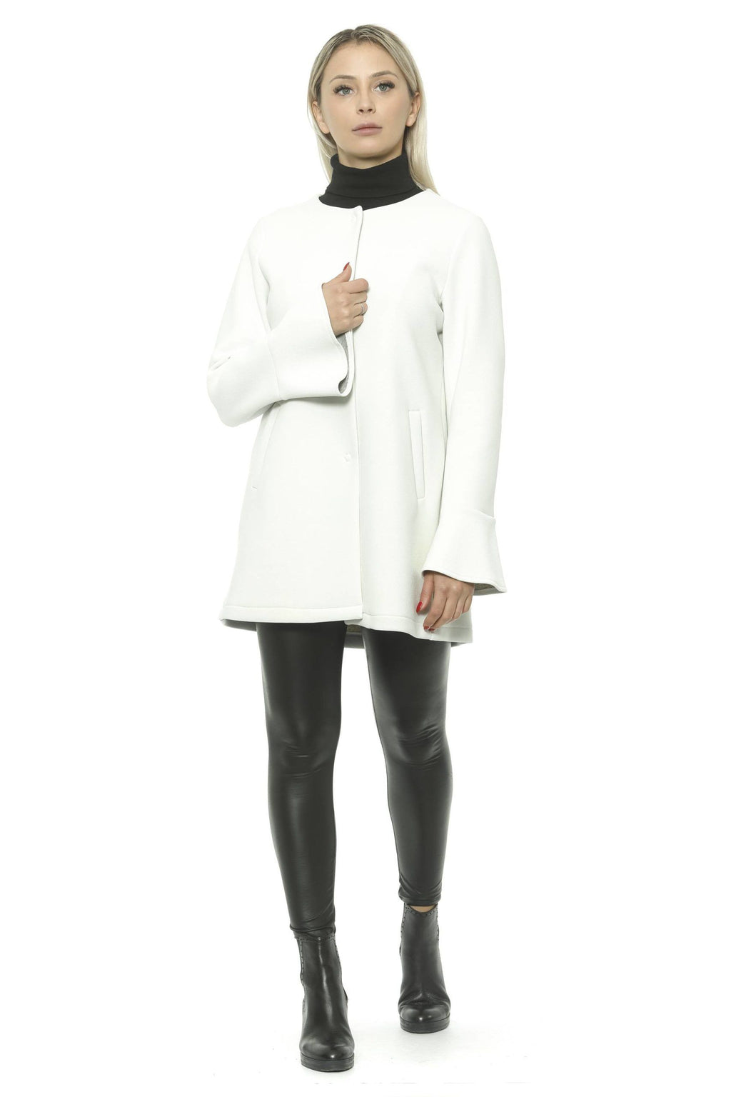 19V69 Italia Eleganter weißer Neoprenmantel für Damen