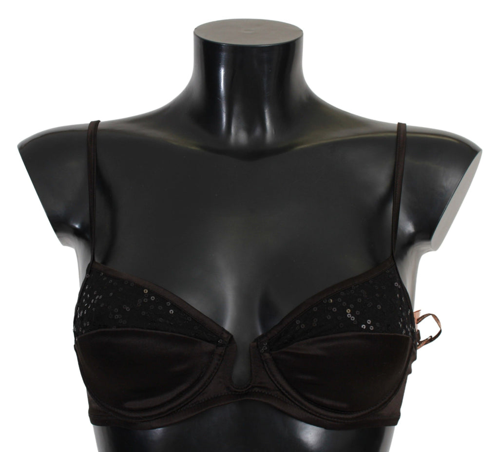 Brauner Balconette-BH von Ermanno Scervino mit Pailletten