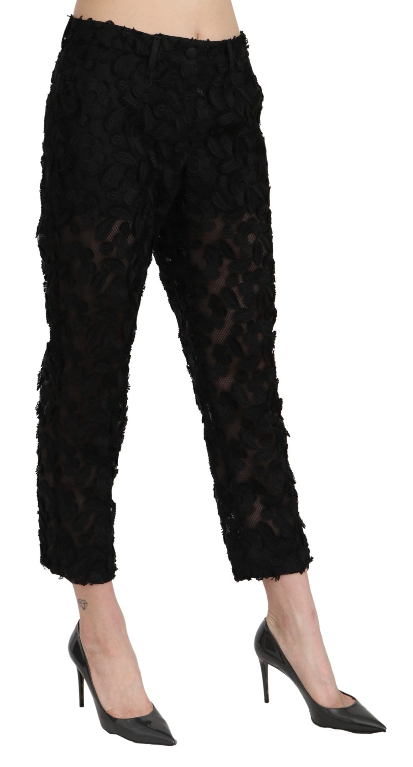 Pantalon court droit élégant en dentelle Dolce &amp; Gabbana