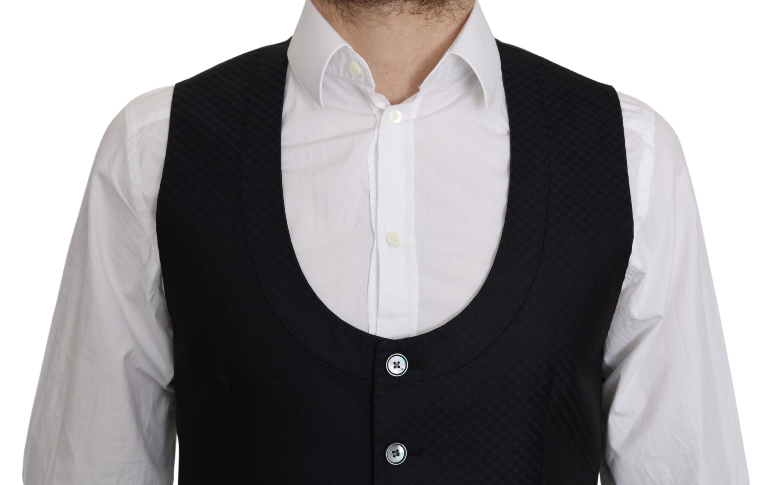 Gilet élégant en soie mélangée bleue Dolce &amp; Gabbana