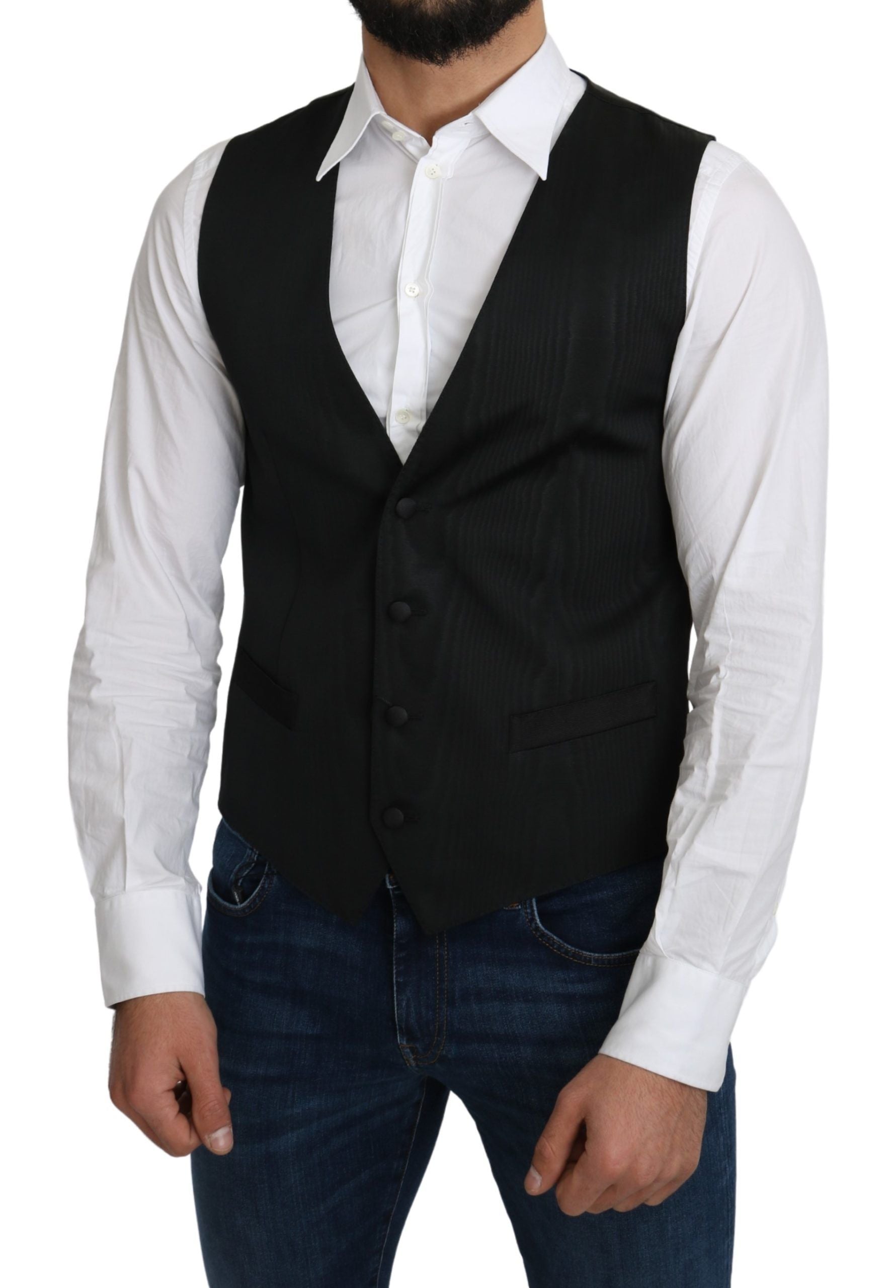 Gilet gris élégant en soie Dolce &amp; Gabbana