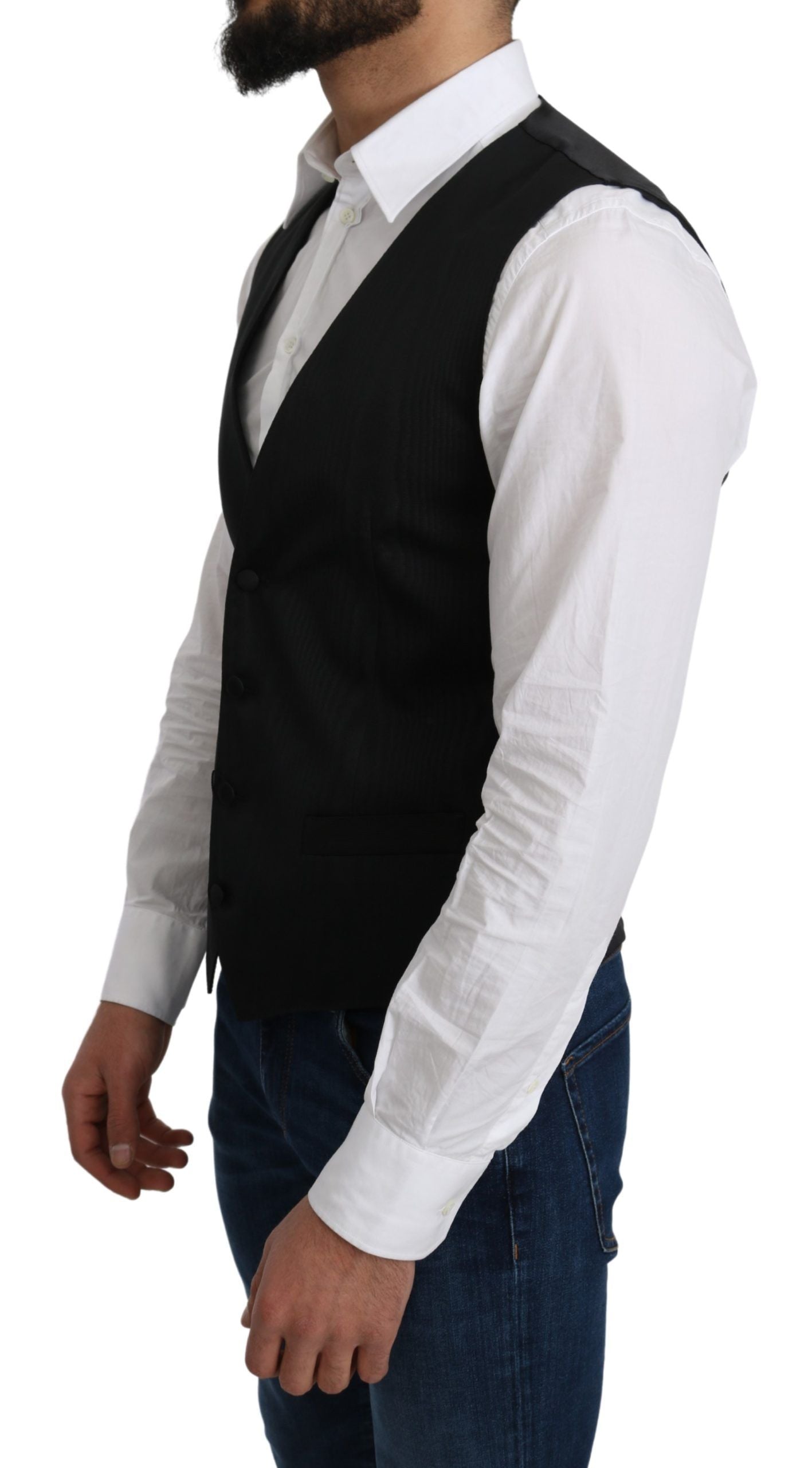 Gilet gris élégant en soie Dolce &amp; Gabbana