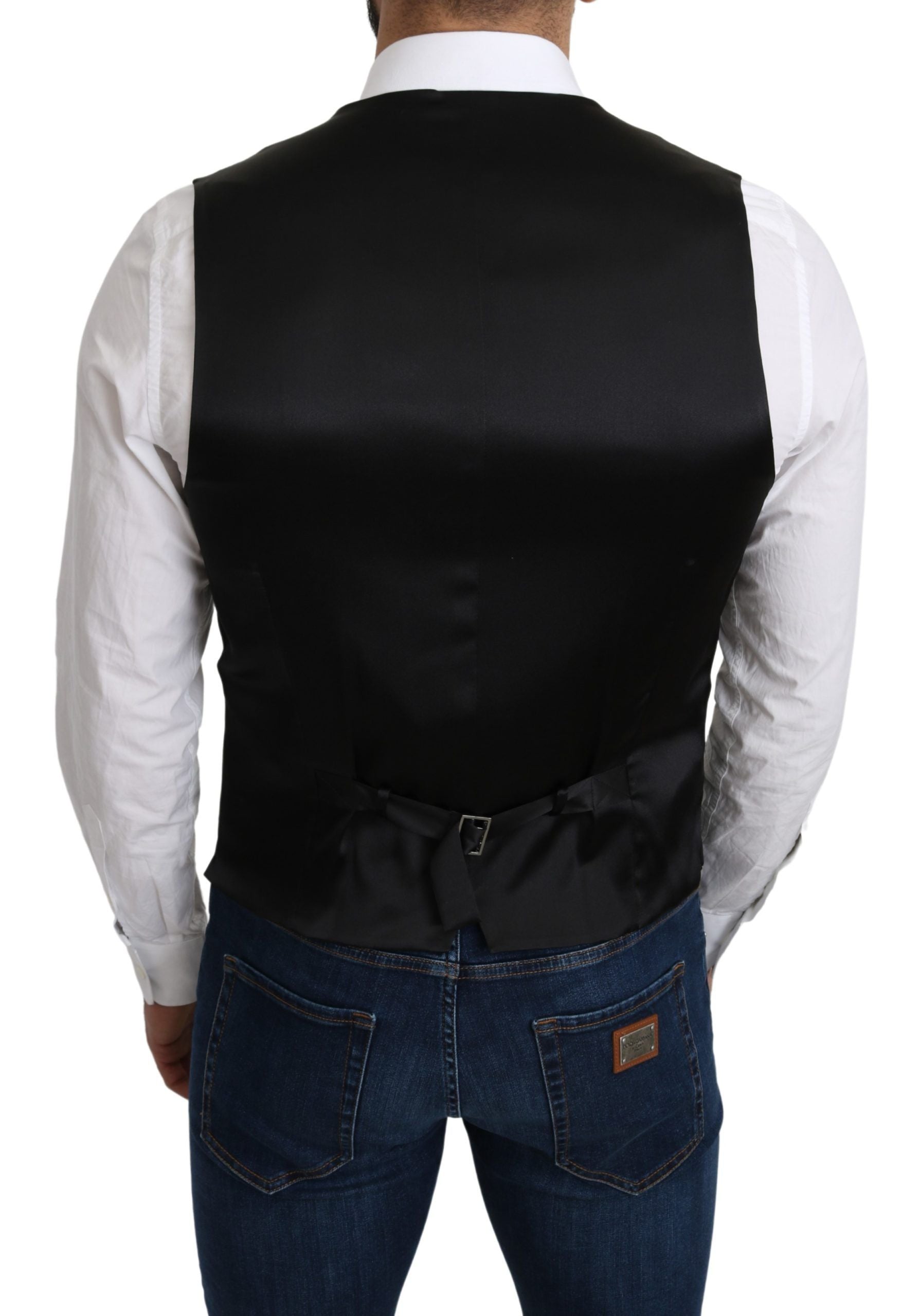 Gilet gris élégant en soie Dolce &amp; Gabbana