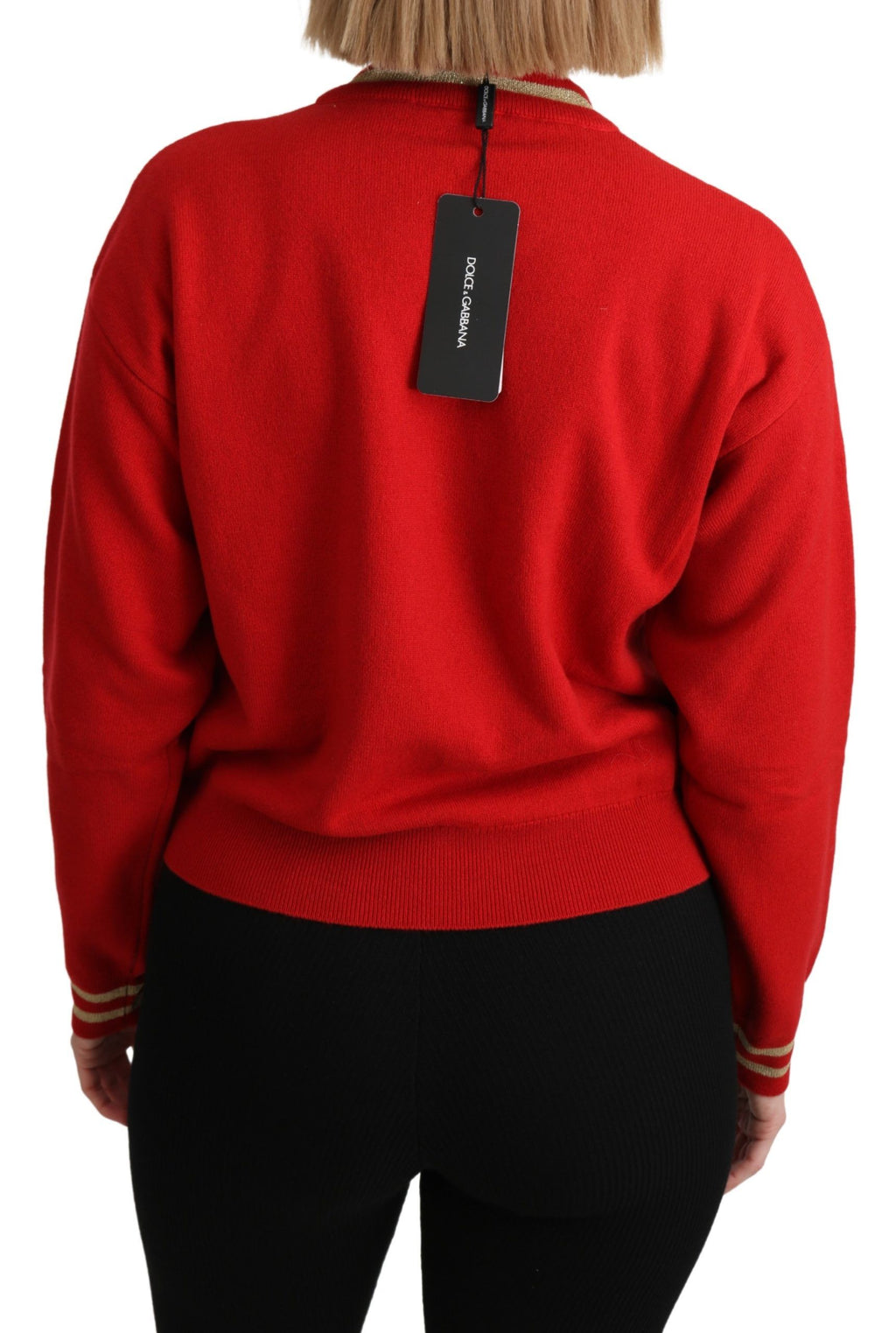 Dolce &amp; Gabbana – Kaschmirpullover in strahlendem Rot mit Cartoon-Motiv