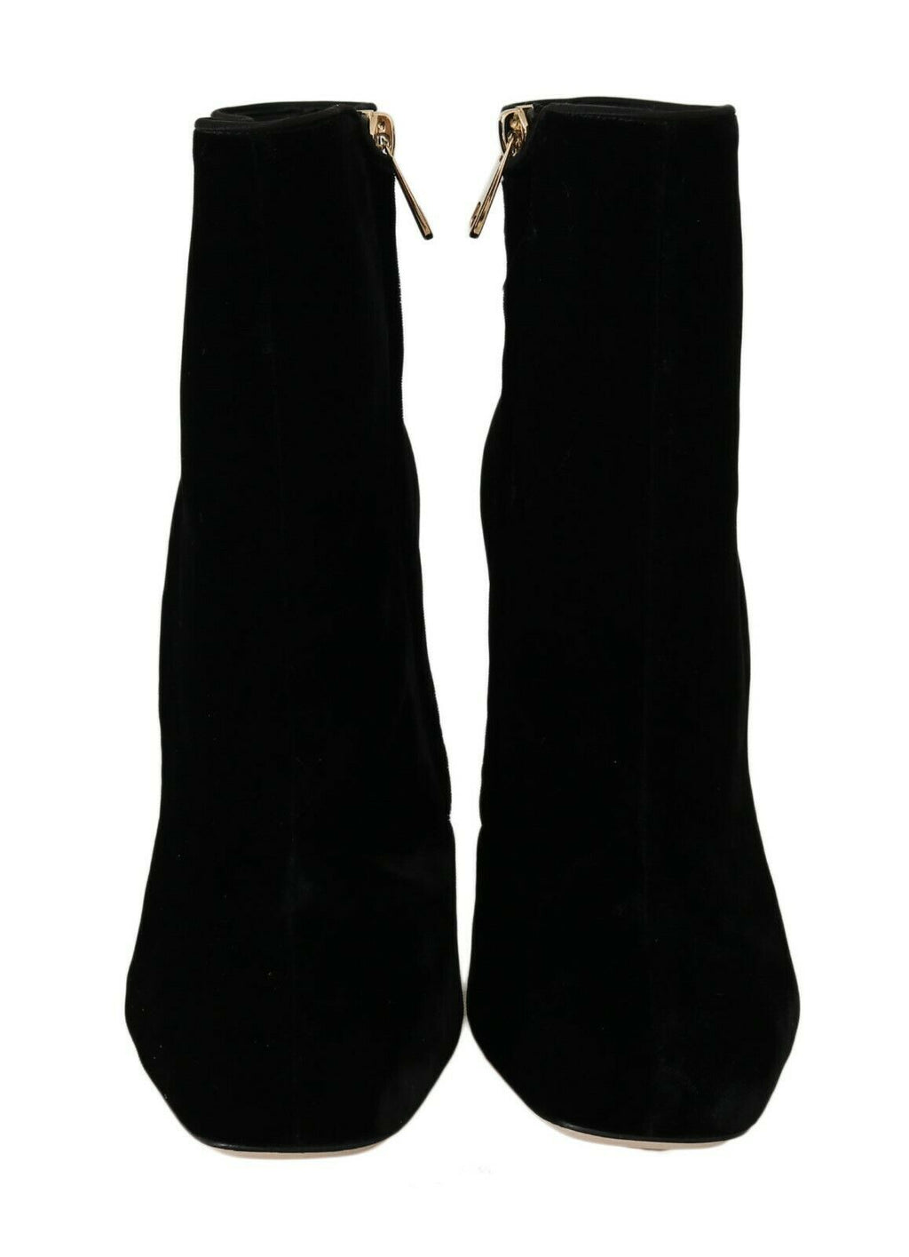 Dolce &amp; Gabbana Elegante Samtstiefeletten mit Kristallabsatz