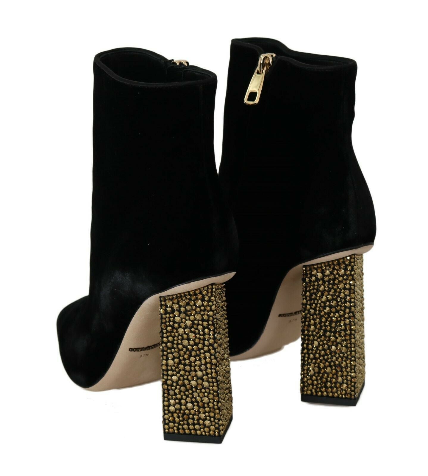 Dolce &amp; Gabbana Elegante Samtstiefeletten mit Kristallabsatz