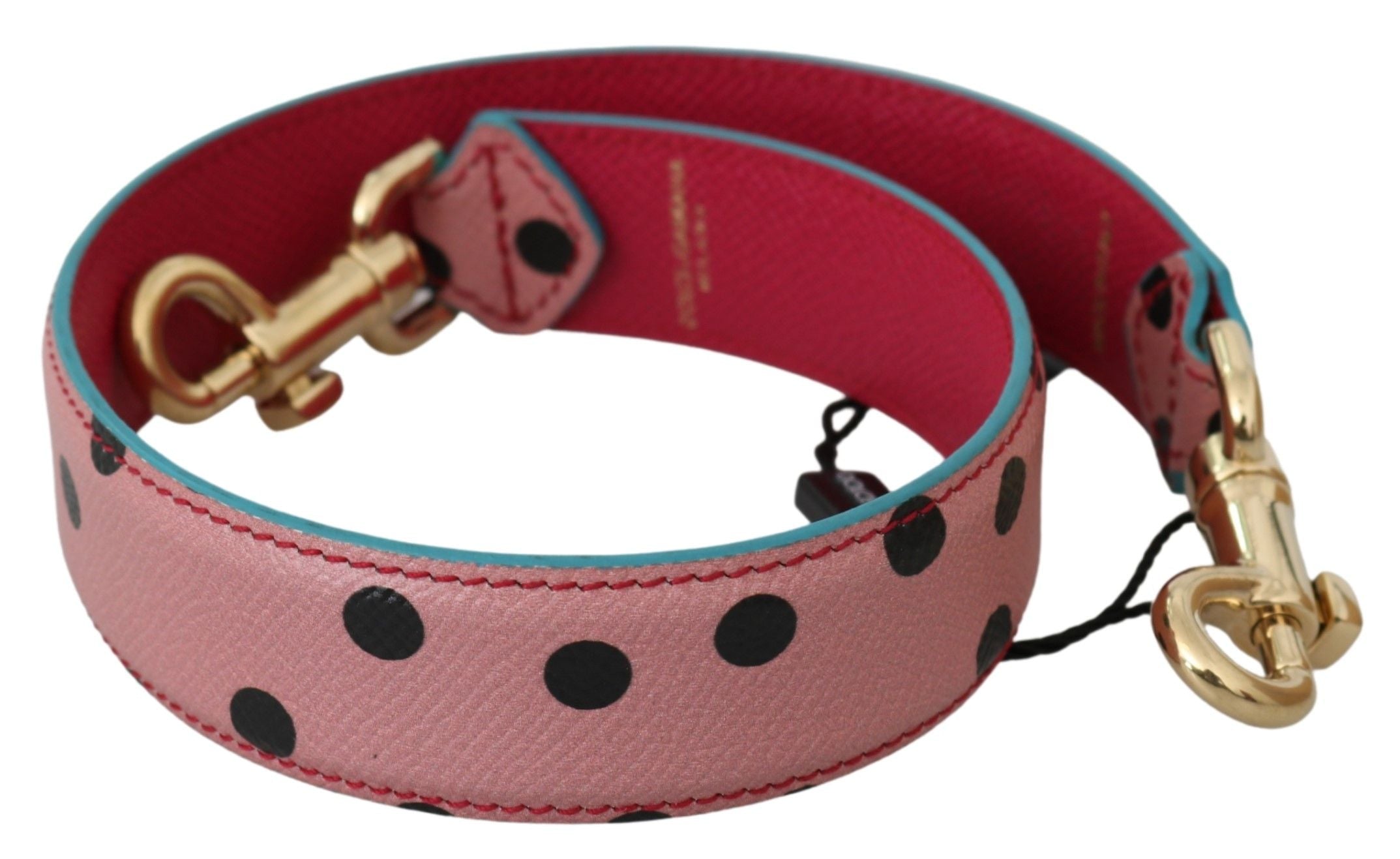 Dolce &amp; Gabbana Eleganter rosa gepunkteter Leder-Schultergurt