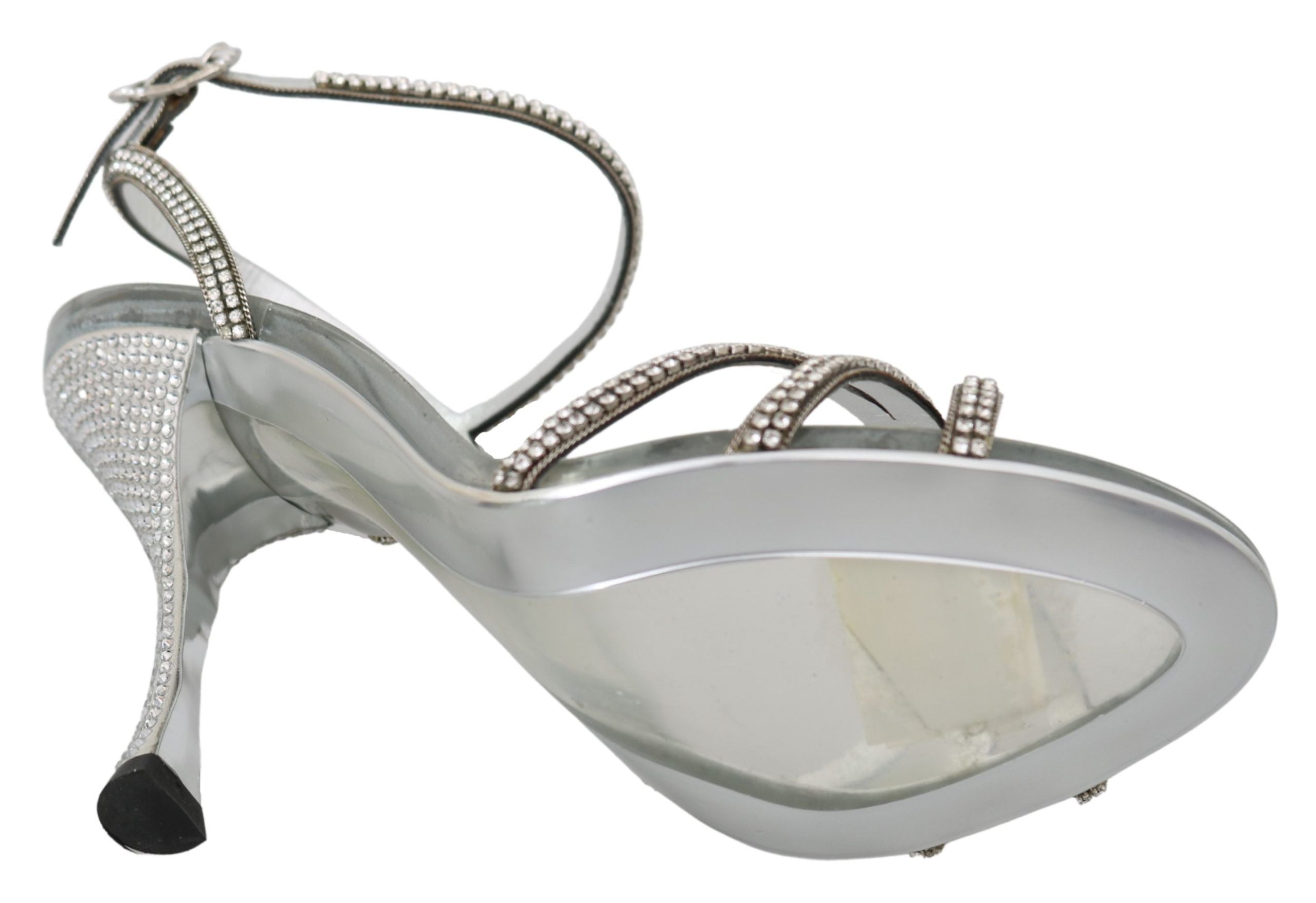 Sandales Dolce &amp; Gabbana à bride cheville en cuir argenté avec cristaux