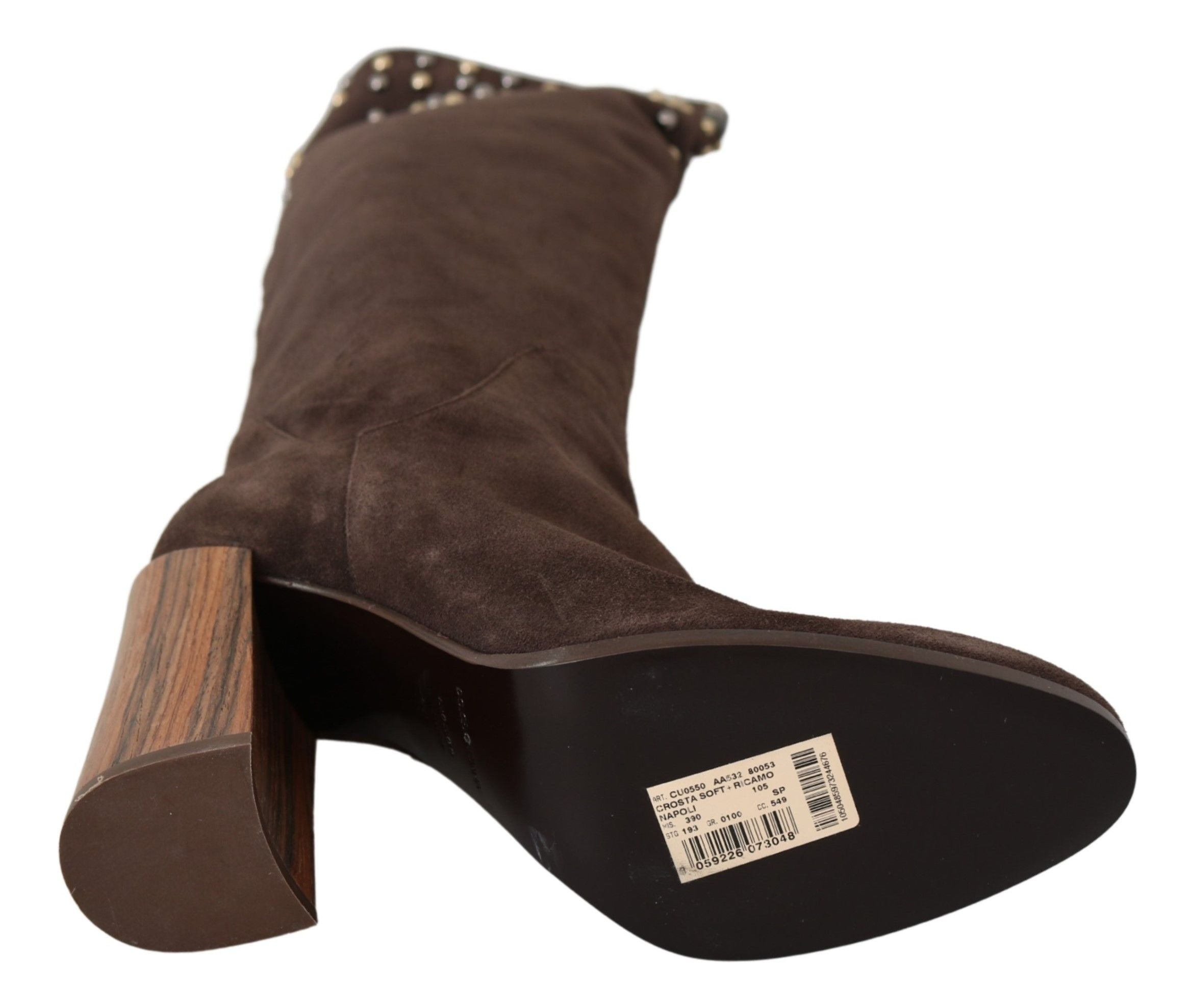 Dolce &amp; Gabbana – Kniehohe Wildlederstiefel mit Nieten in Braun
