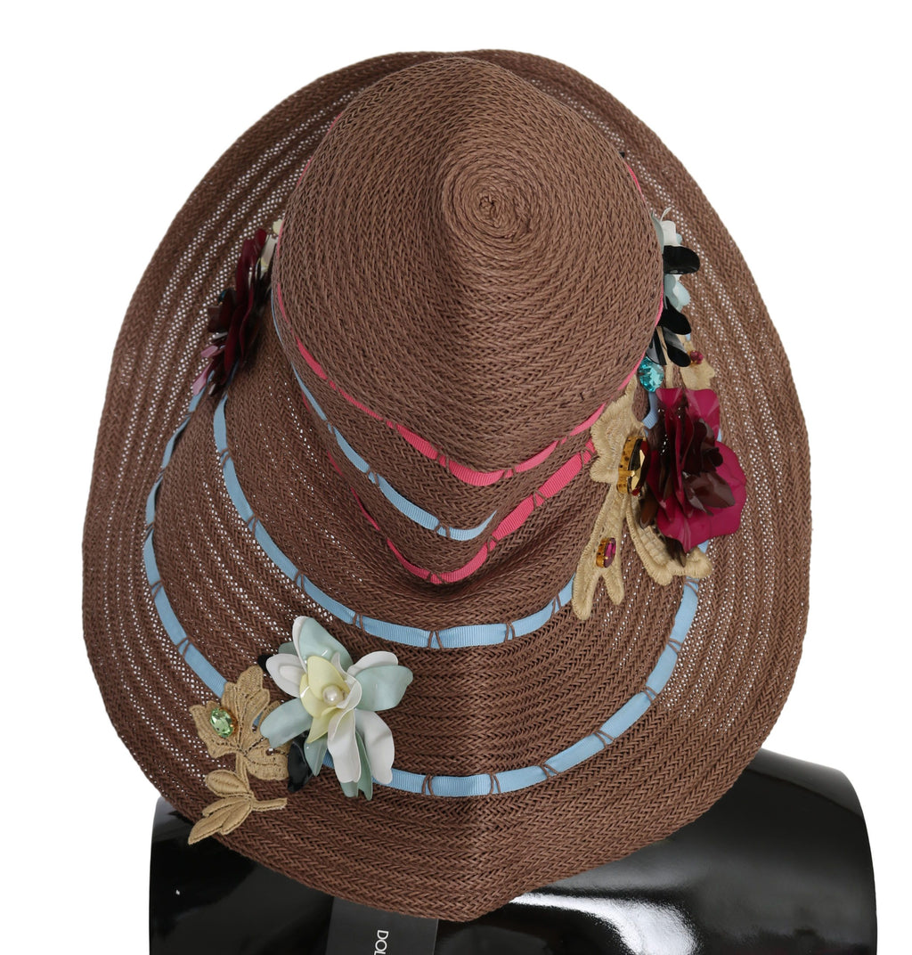 Dolce &amp; Gabbana Eleganter Schlapphut aus Stroh mit floralen Akzenten