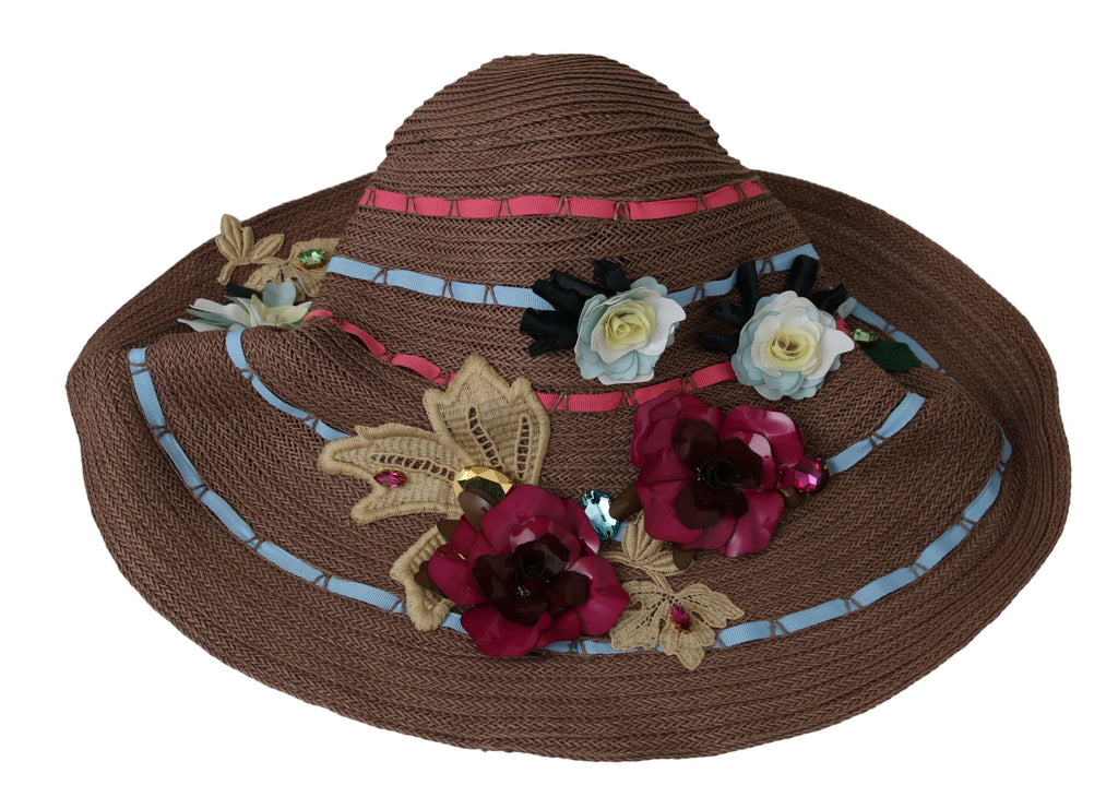 Dolce &amp; Gabbana Eleganter Schlapphut aus Stroh mit floralen Akzenten
