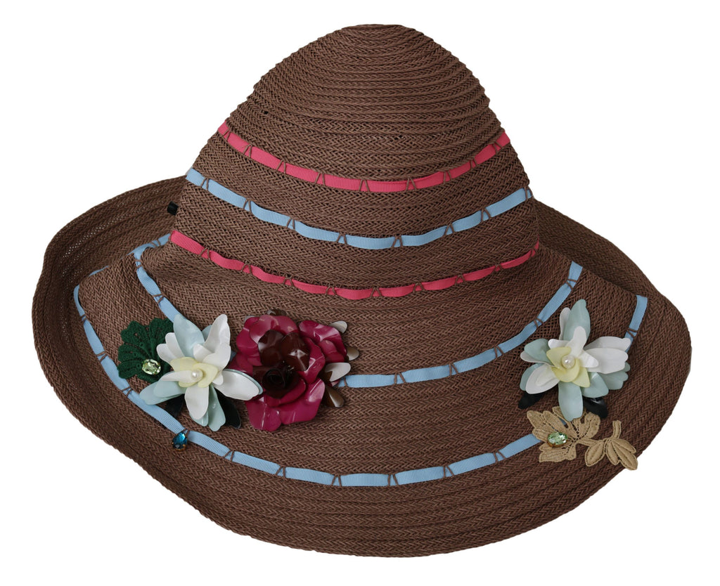 Dolce &amp; Gabbana Eleganter Schlapphut aus Stroh mit floralen Akzenten