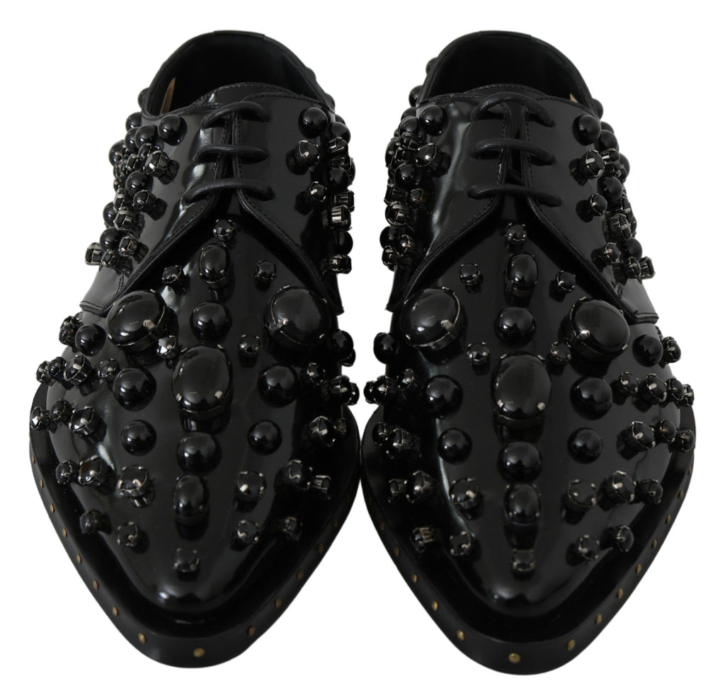 Dolce &amp; Gabbana Elegante schwarze Abendschuhe mit Kristallen