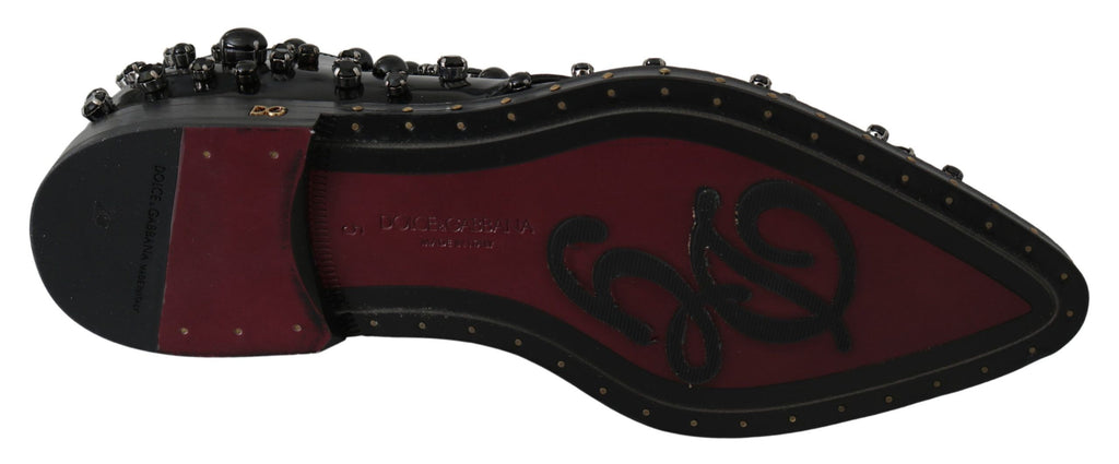 Dolce &amp; Gabbana Elegante schwarze Abendschuhe mit Kristallen