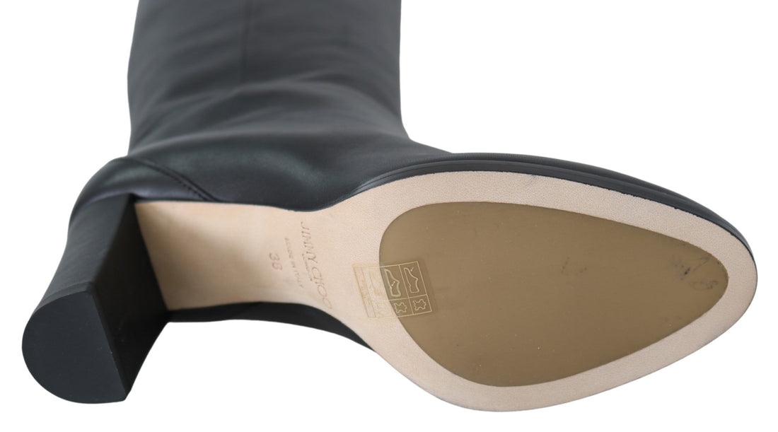 Jimmy Choo Elegante schwarze Stiefel mit Absatz aus Kalbsleder