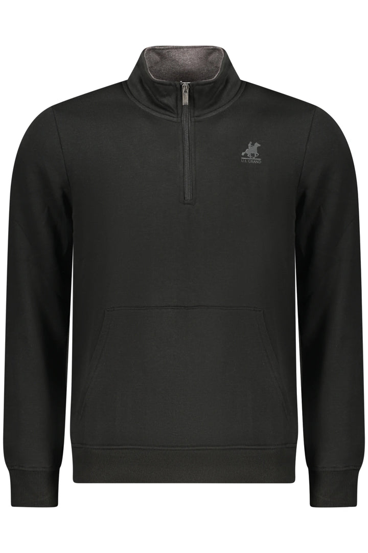 US GRAND MEN&#39;S BLACK ZIP-UP SWEATSHIRT