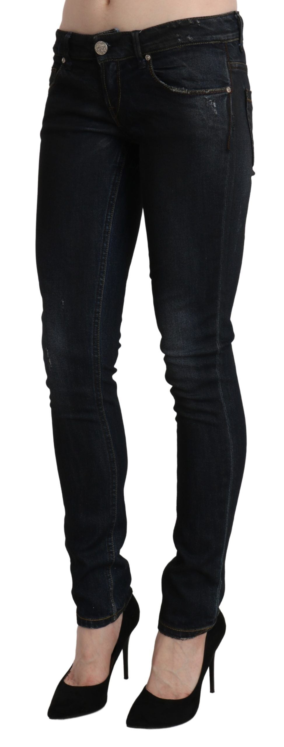 Acht Sleek – Schwarze Skinny Jeans in verwaschenem Schwarz