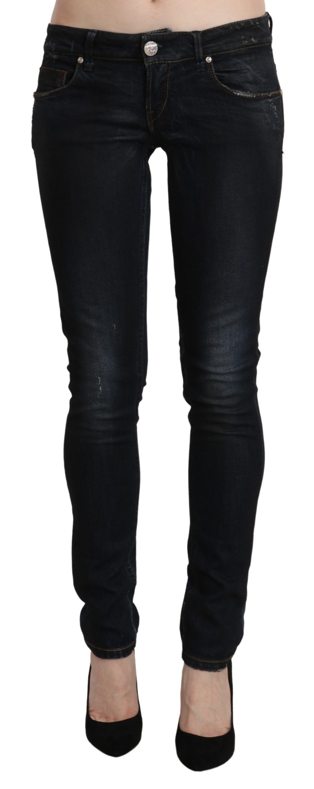 Acht Sleek – Schwarze Skinny Jeans in verwaschenem Schwarz