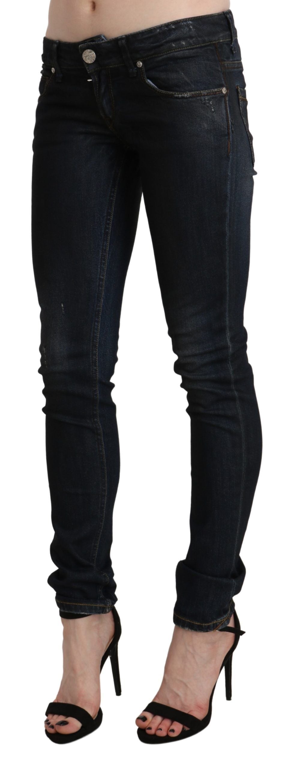 Acht Chic Skinny Jeans in Schwarz mit niedriger Taille