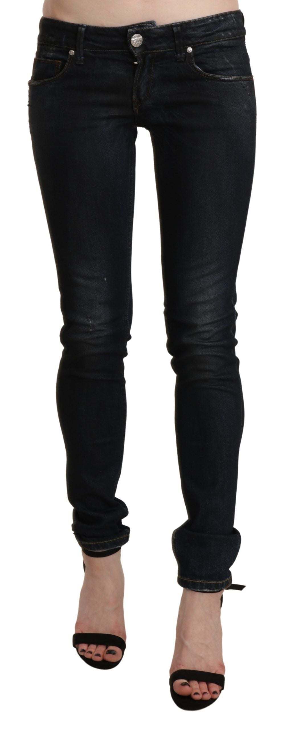 Acht Chic Skinny Jeans in Schwarz mit niedriger Taille