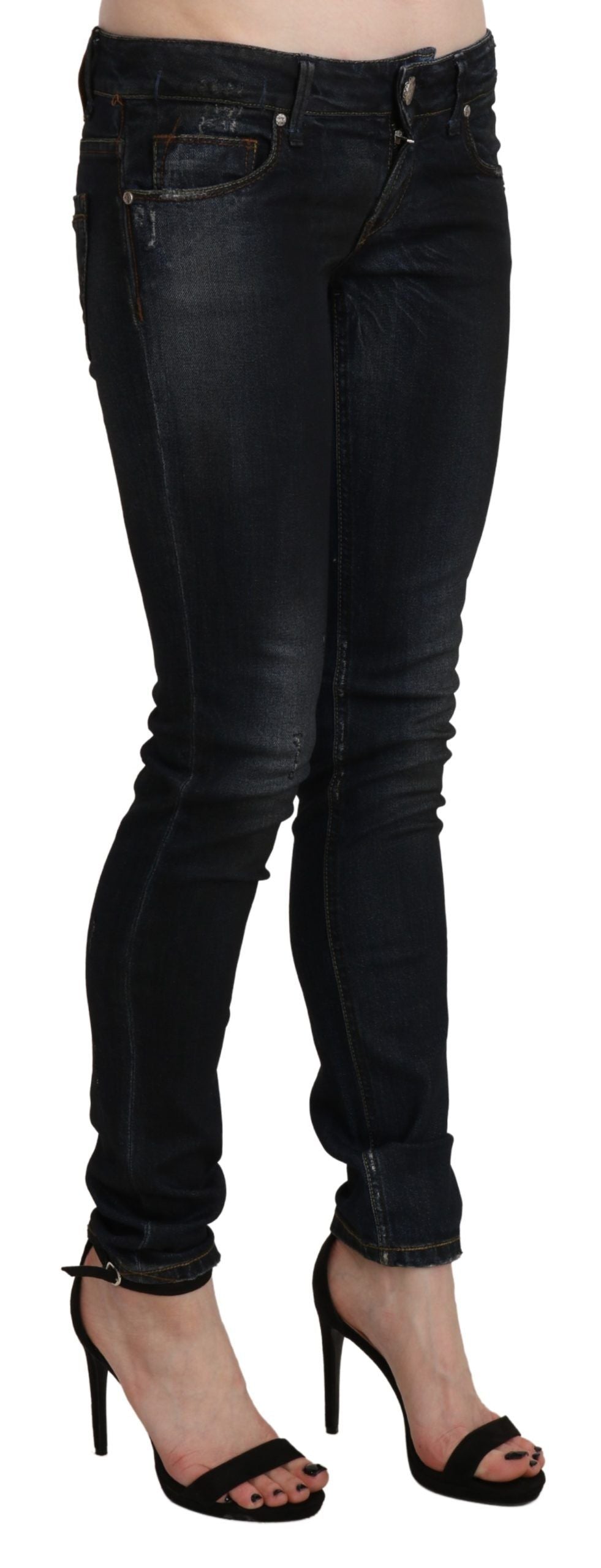 Acht Chic Skinny Jeans in Schwarz mit niedriger Taille