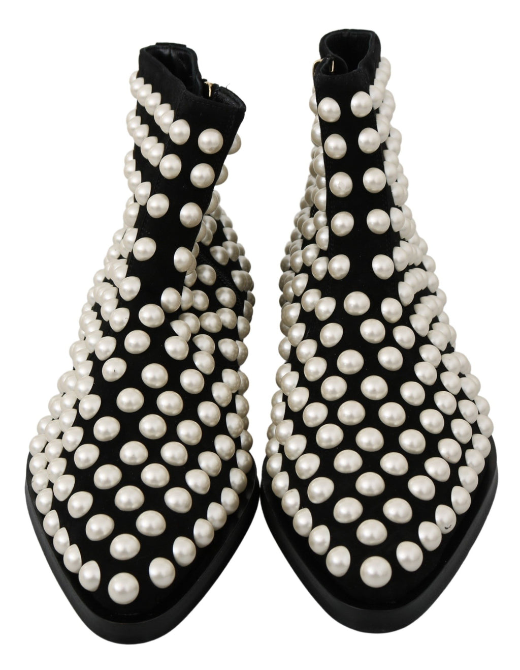 Dolce &amp; Gabbana Schicke Stiefeletten aus schwarzem Wildleder mit Perlen