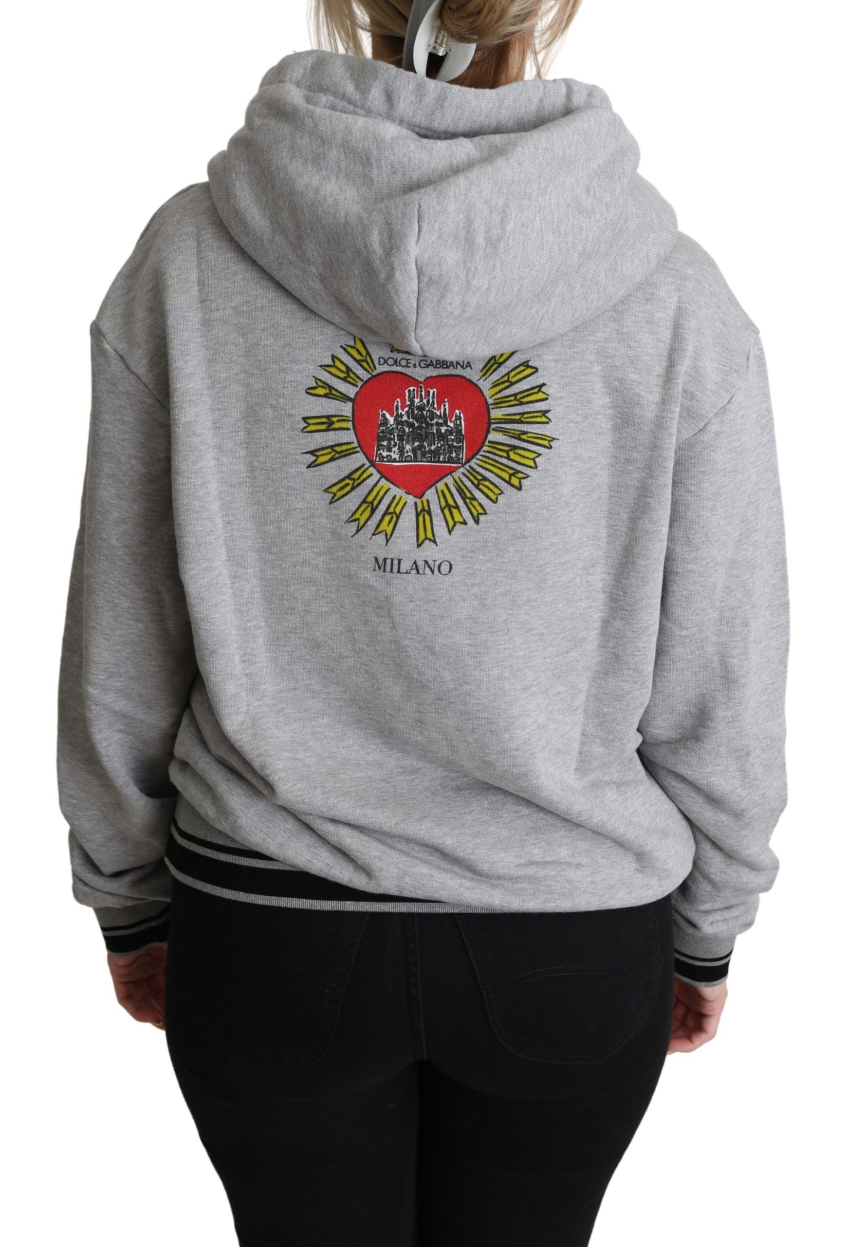 Dolce &amp; Gabbana – Exklusiver grauer Baumwollpullover mit Kapuze