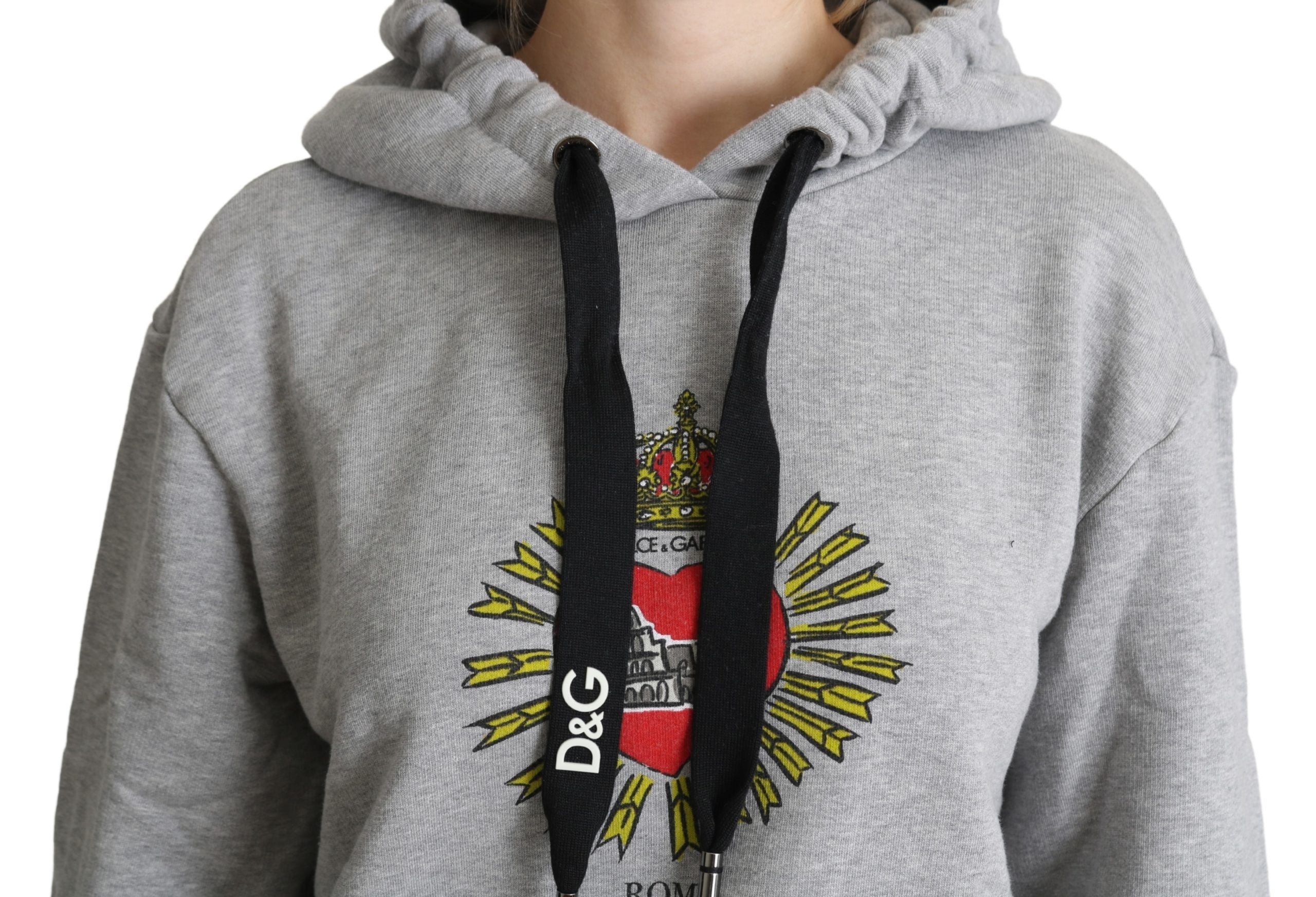 Dolce &amp; Gabbana – Exklusiver grauer Baumwollpullover mit Kapuze