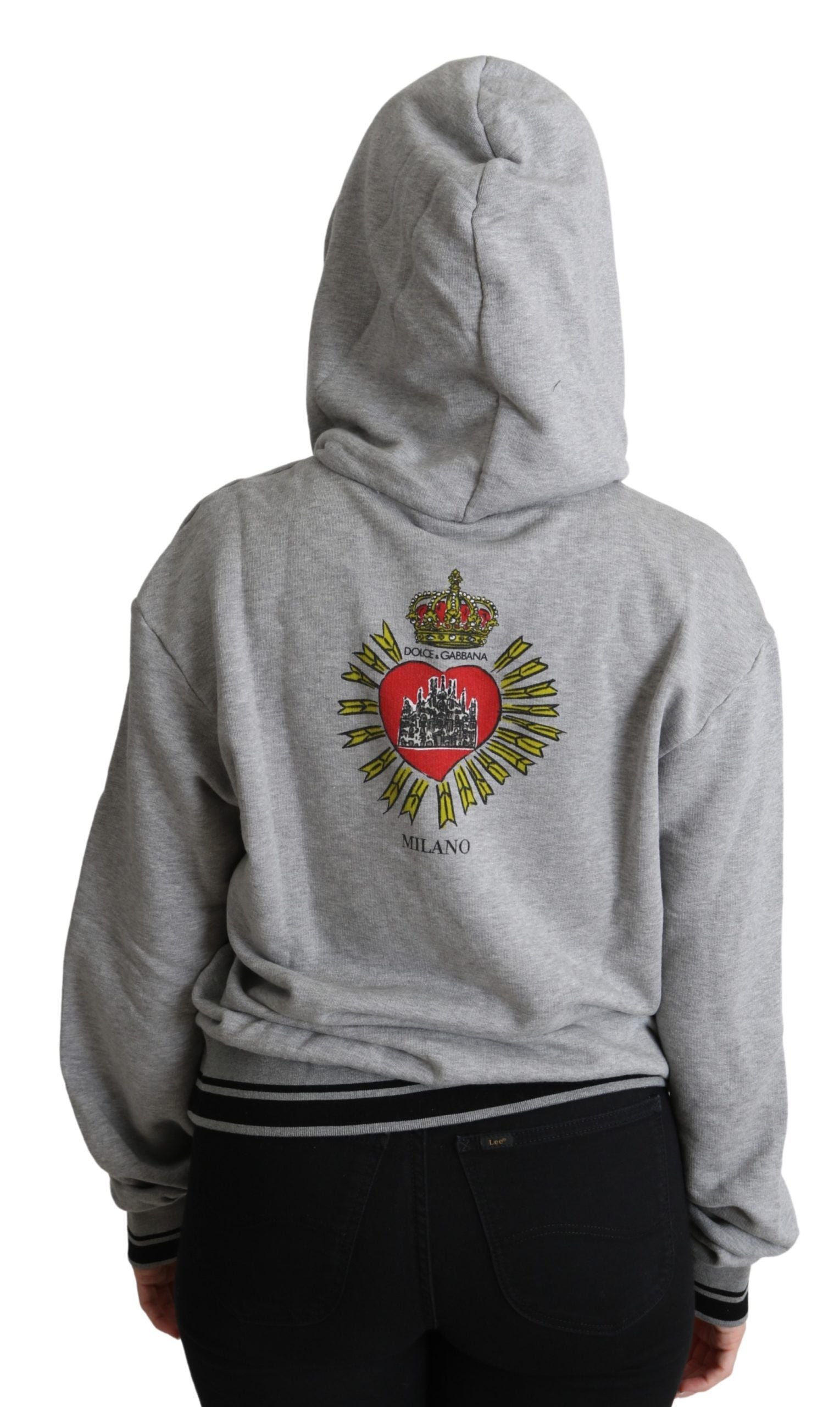 Dolce &amp; Gabbana – Exklusiver grauer Baumwollpullover mit Kapuze