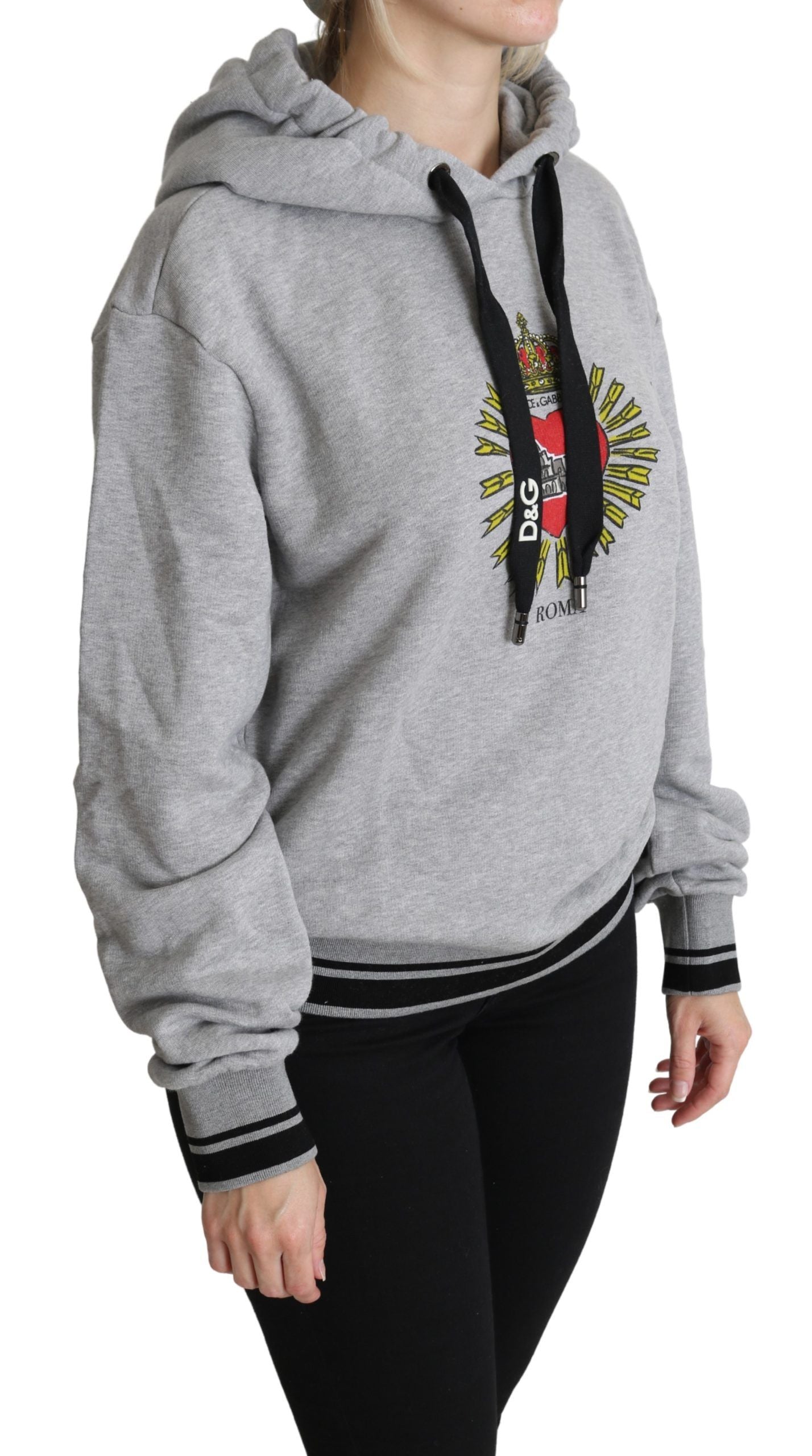 Dolce &amp; Gabbana – Exklusiver grauer Baumwollpullover mit Kapuze
