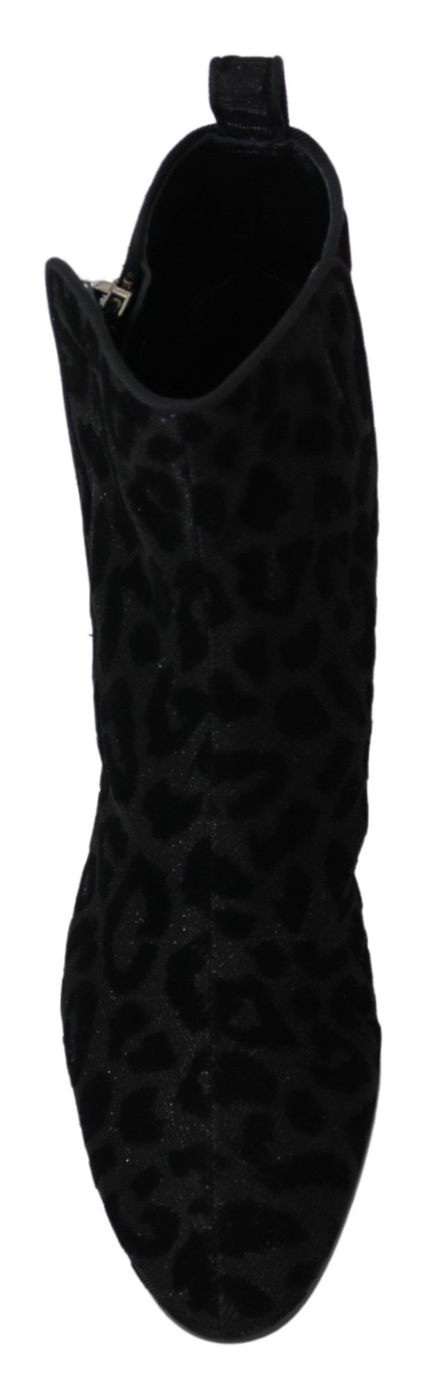 Dolce &amp; Gabbana Elegante schwarze kurze Stiefel mit Leopardenmuster