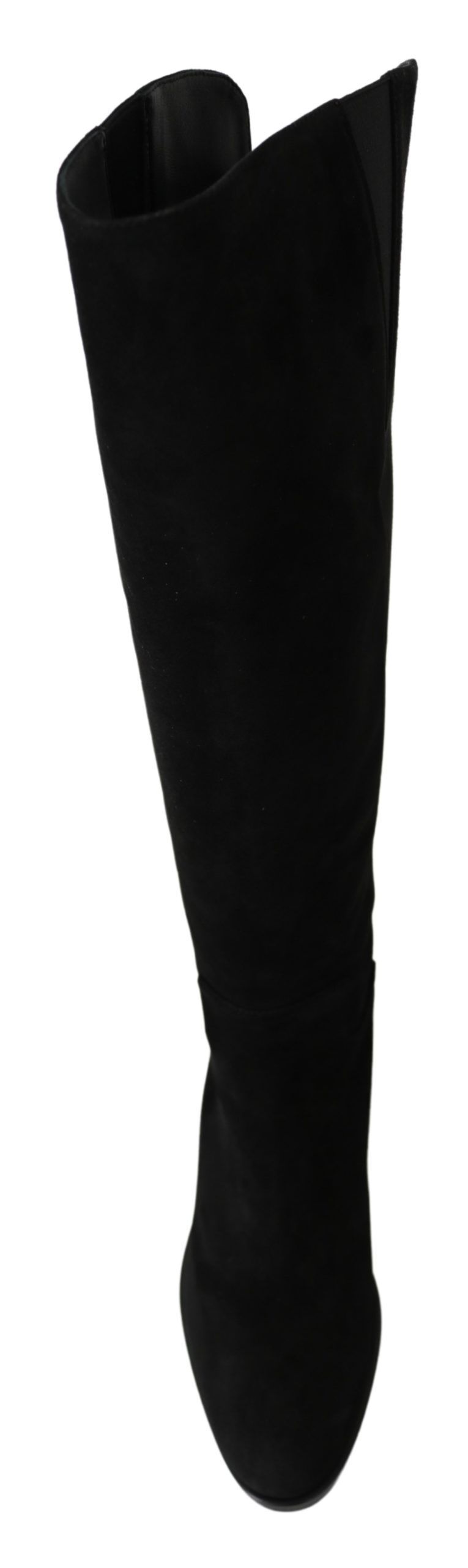 Dolce &amp; Gabbana Elegante kniehohe Stiefel aus schwarzem Wildleder