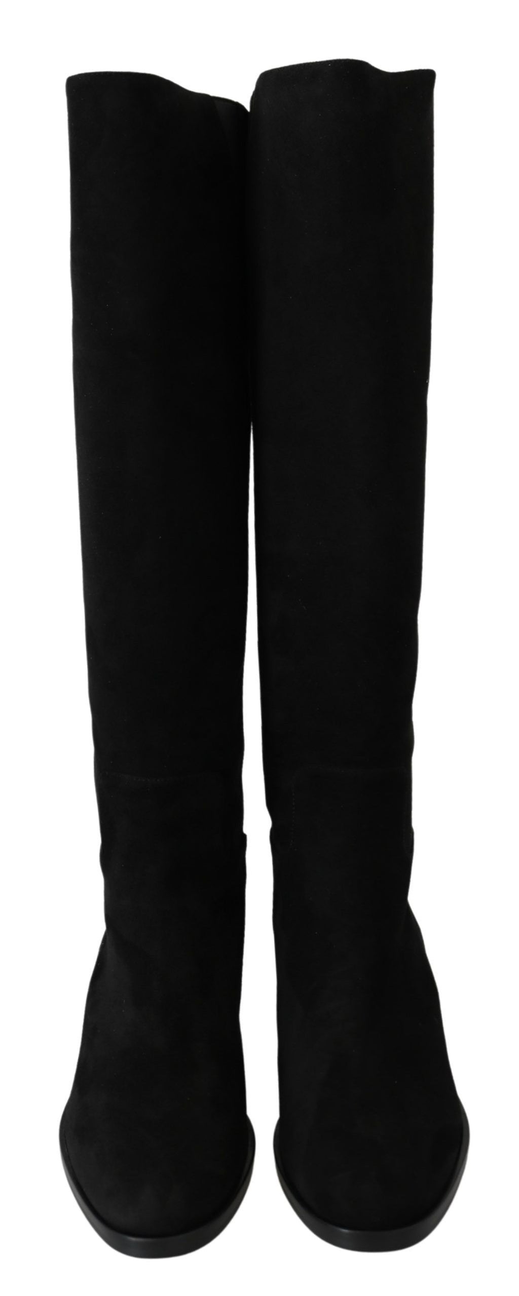 Dolce &amp; Gabbana Elegante kniehohe Stiefel aus schwarzem Wildleder