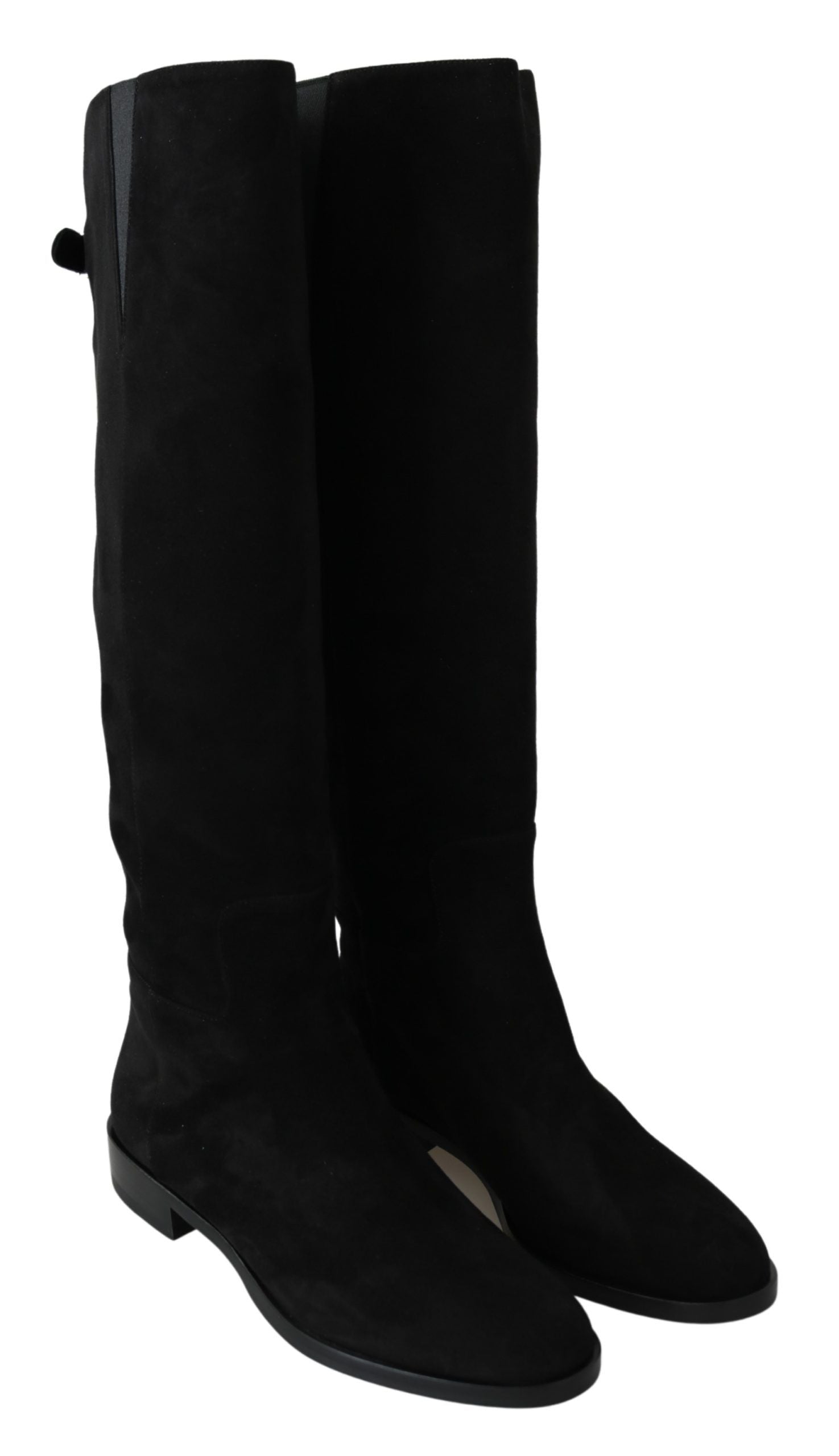 Dolce &amp; Gabbana Elegante kniehohe Stiefel aus schwarzem Wildleder