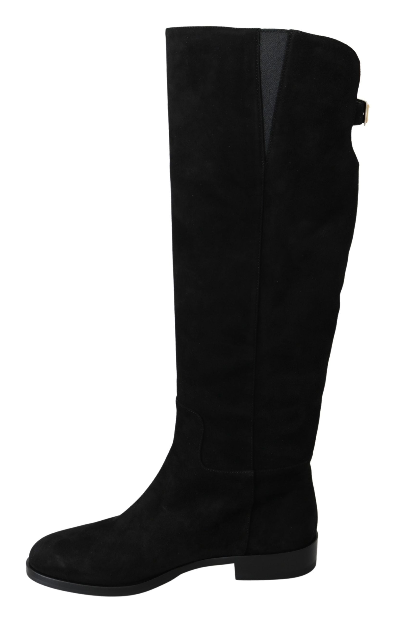 Dolce &amp; Gabbana Elegante kniehohe Stiefel aus schwarzem Wildleder