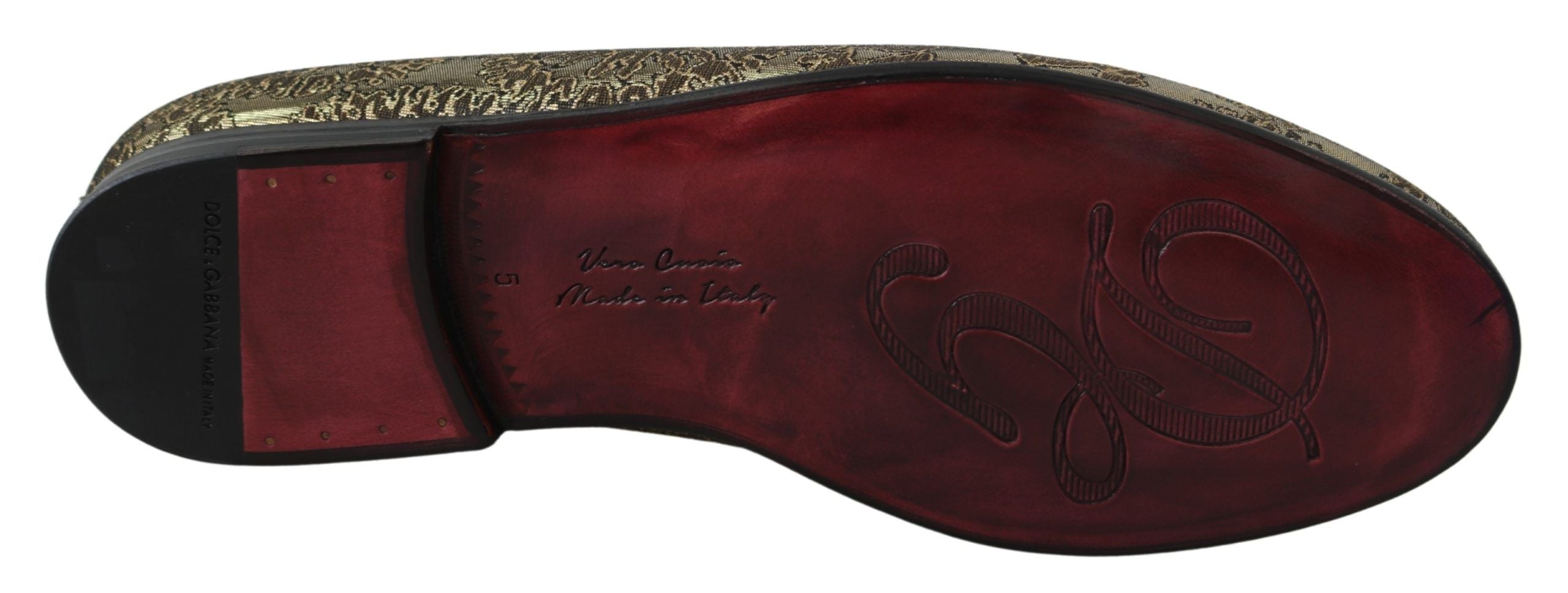 Mocassins Dolce &amp; Gabbana bordeaux dorés et chaussures habillées