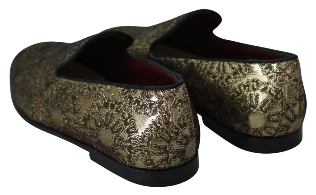 Mocassins Dolce &amp; Gabbana bordeaux dorés et chaussures habillées