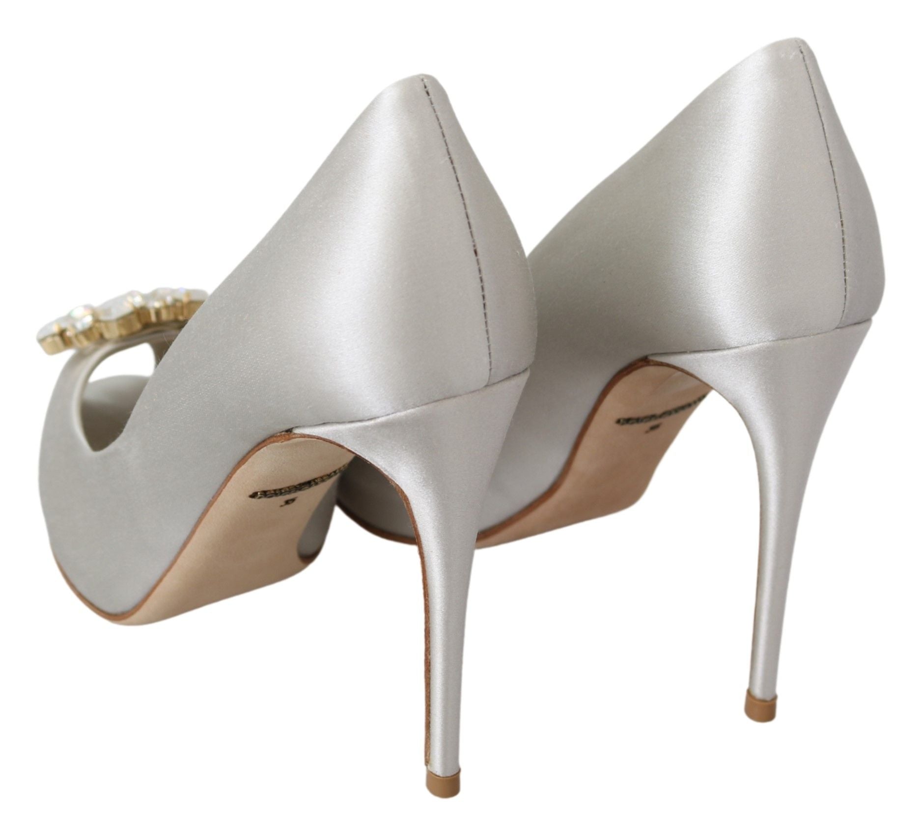 Dolce &amp; Gabbana – Weiße Peep-Toe-Pumps aus Seidenmischung mit Kristallen