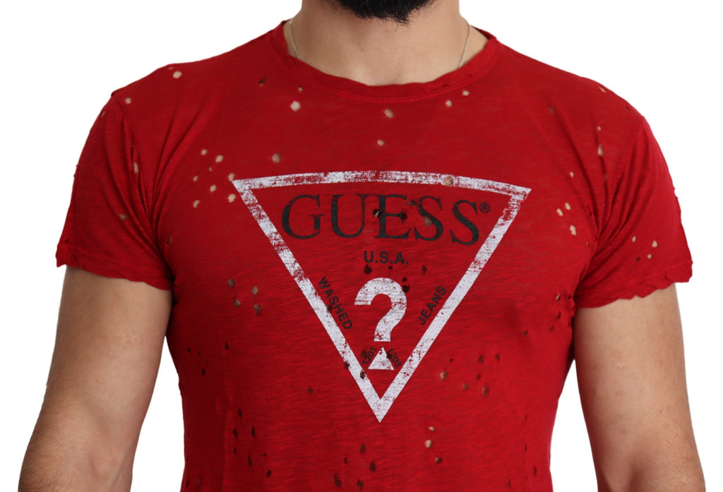 T-shirt Guess en coton stretch rouge éclatant