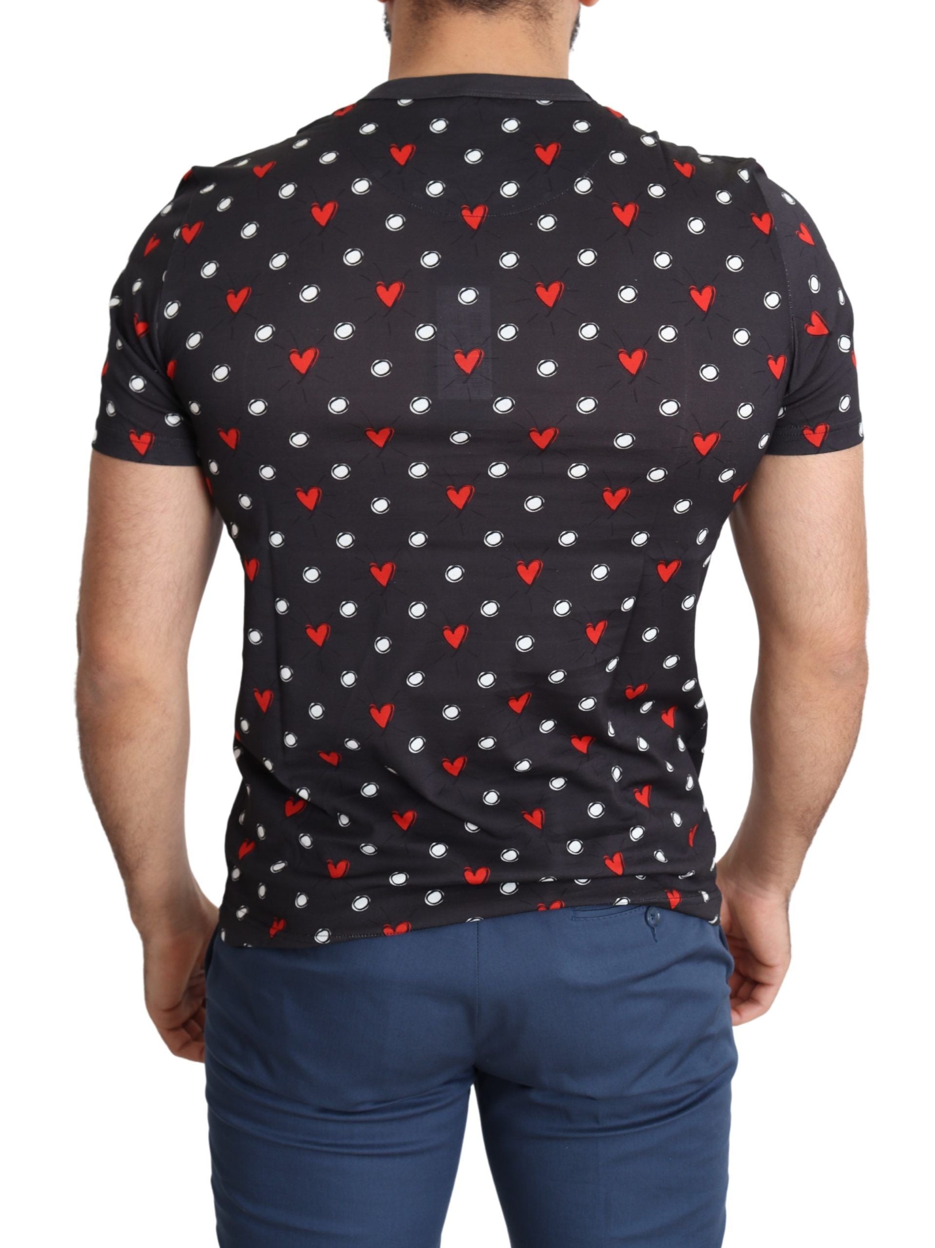 Dolce &amp; Gabbana Schickes graues Baumwoll-T-Shirt mit Herz-Prints