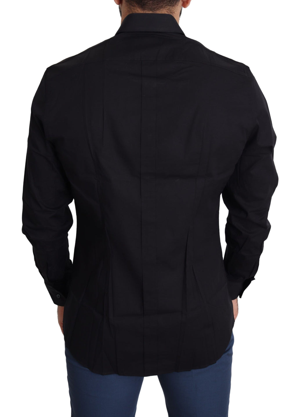 Dolce &amp; Gabbana Elegantes schwarzes Baumwoll-Stretch-Hemd