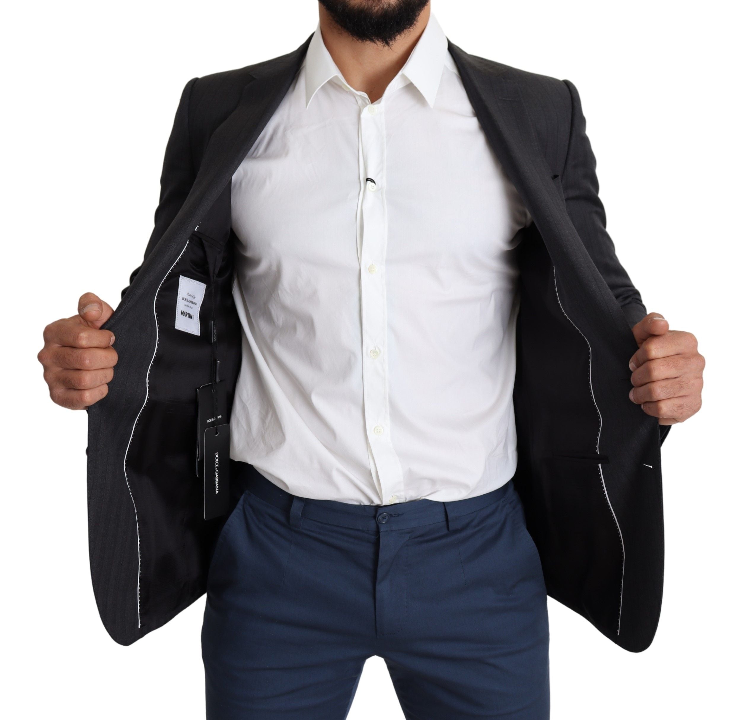 Blazer Martini élégant en laine vierge noire Dolce &amp; Gabbana