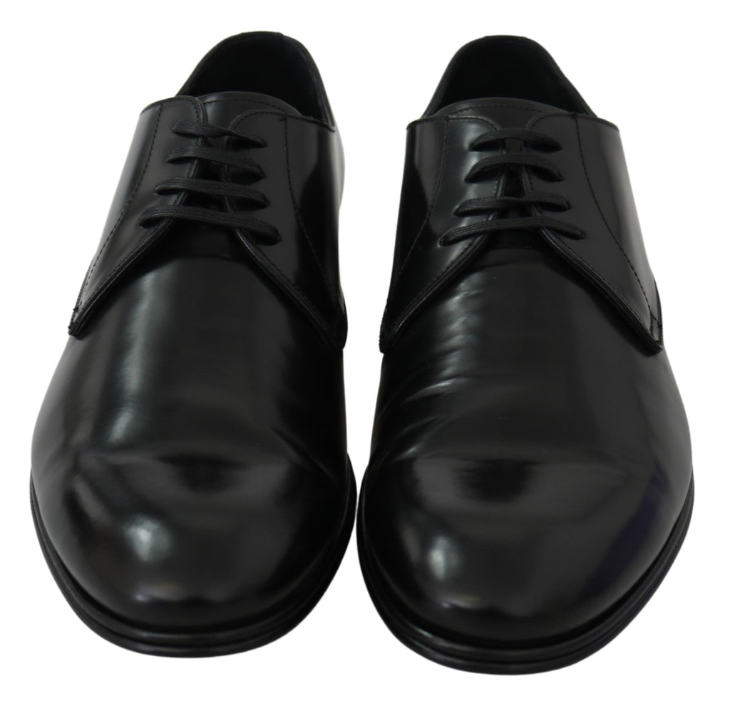 Dolce &amp; Gabbana Elegante Derby-Schuhe aus schwarzem Leder