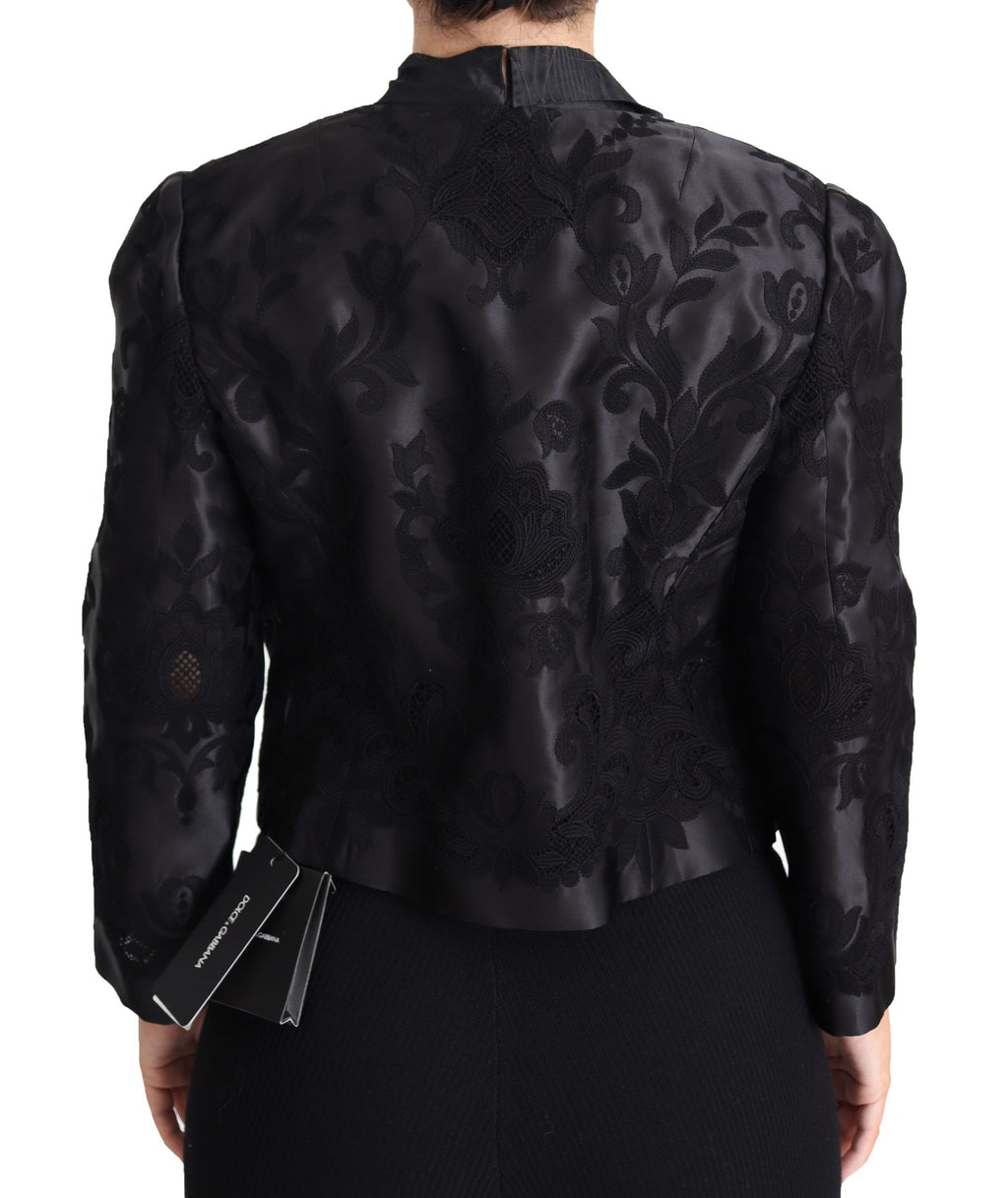 Dolce &amp; Gabbana – Bestickte Jacke aus Seidenmischung mit Blattmuster