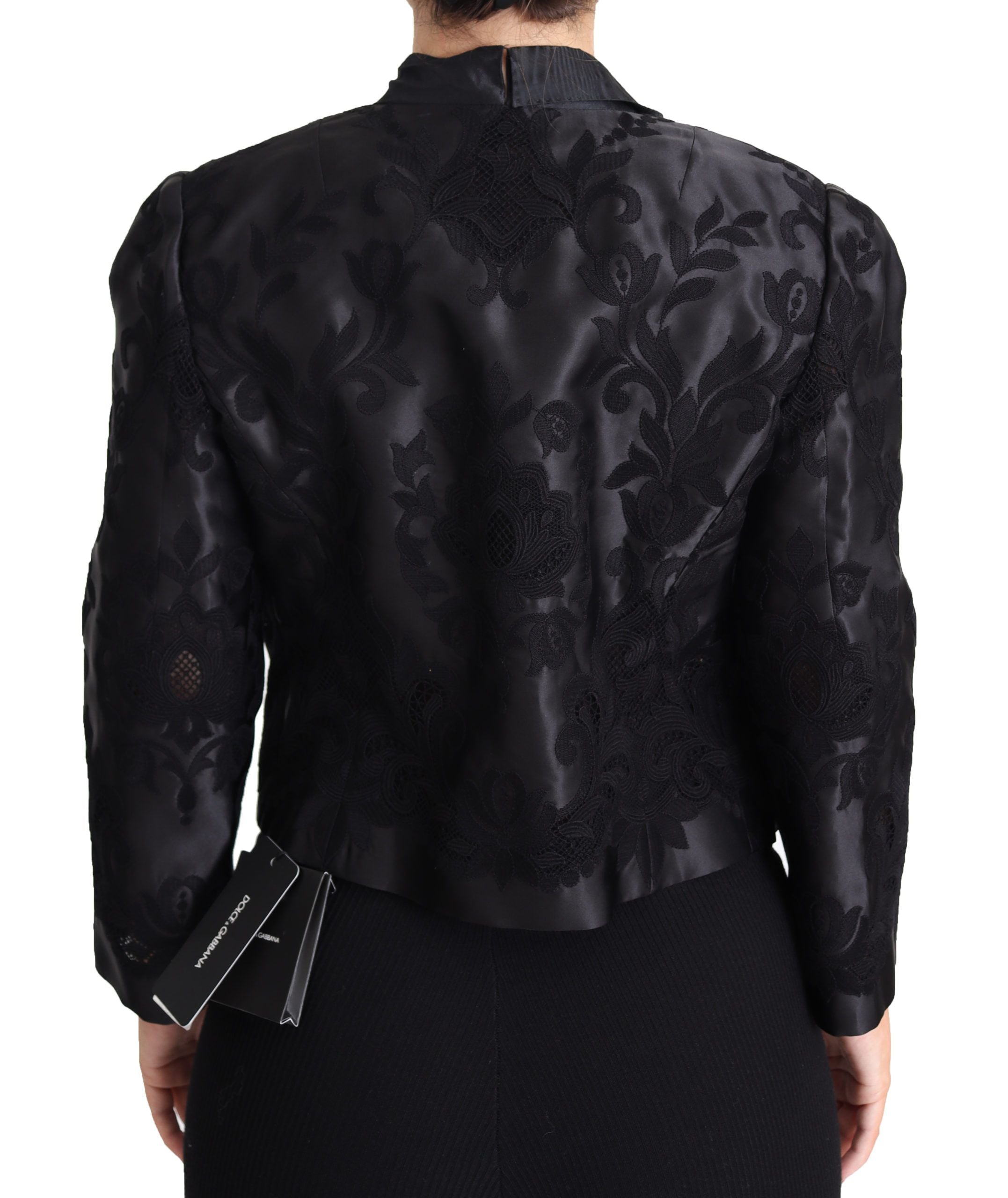 Dolce &amp; Gabbana – Bestickte Jacke aus Seidenmischung mit Blattmuster