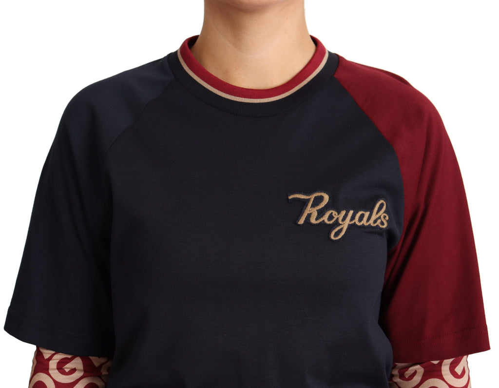 Dolce &amp; Gabbana Mehrfarbiger Royals-Pullover aus Baumwolle mit Rundhalsausschnitt